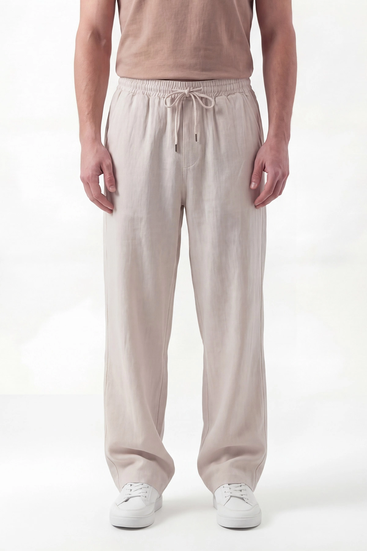 Taş Keten Baggy Belden Bağlamalı Erkek Pantolon 442757