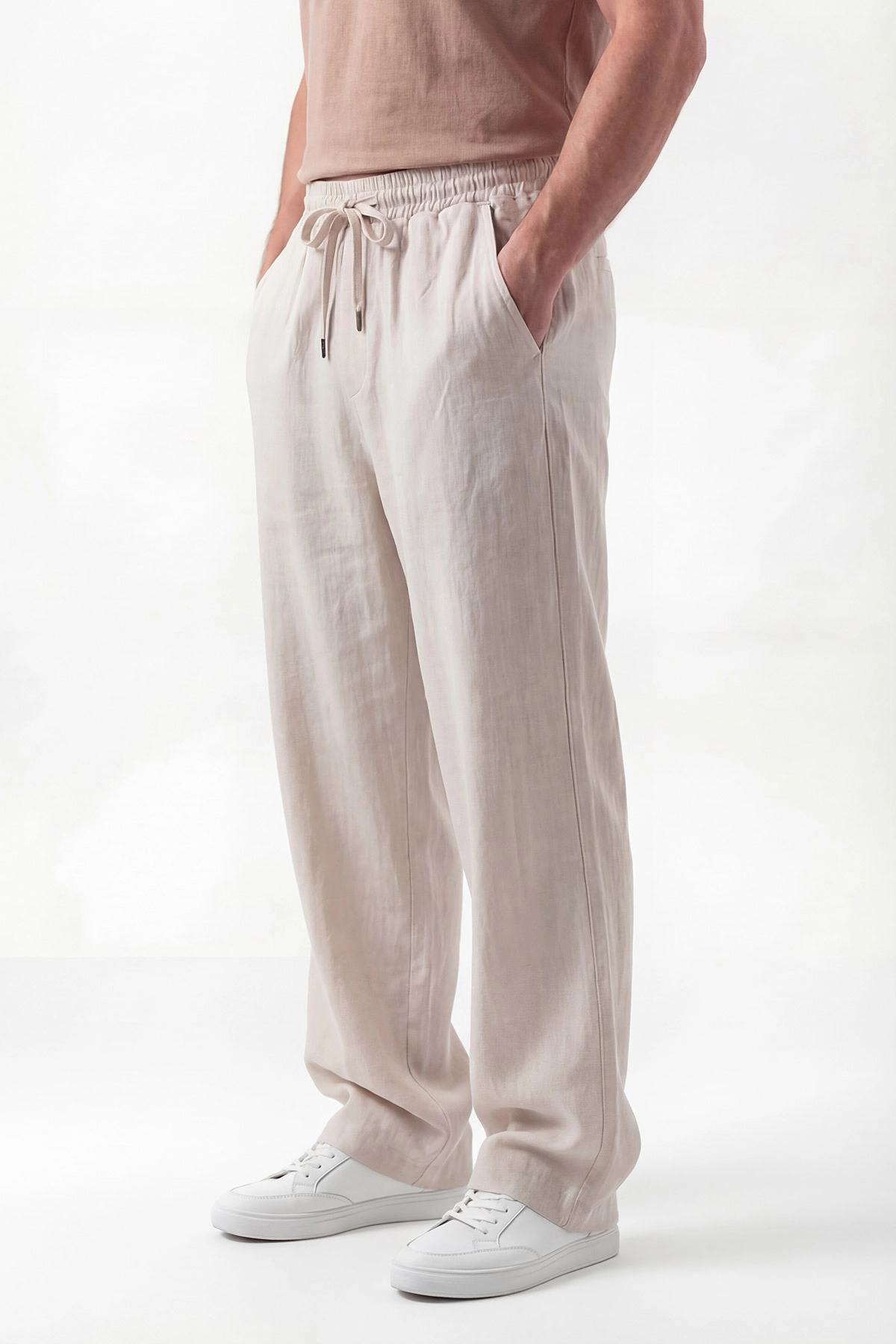 Taş Keten Baggy Belden Bağlamalı Erkek Pantolon 442757