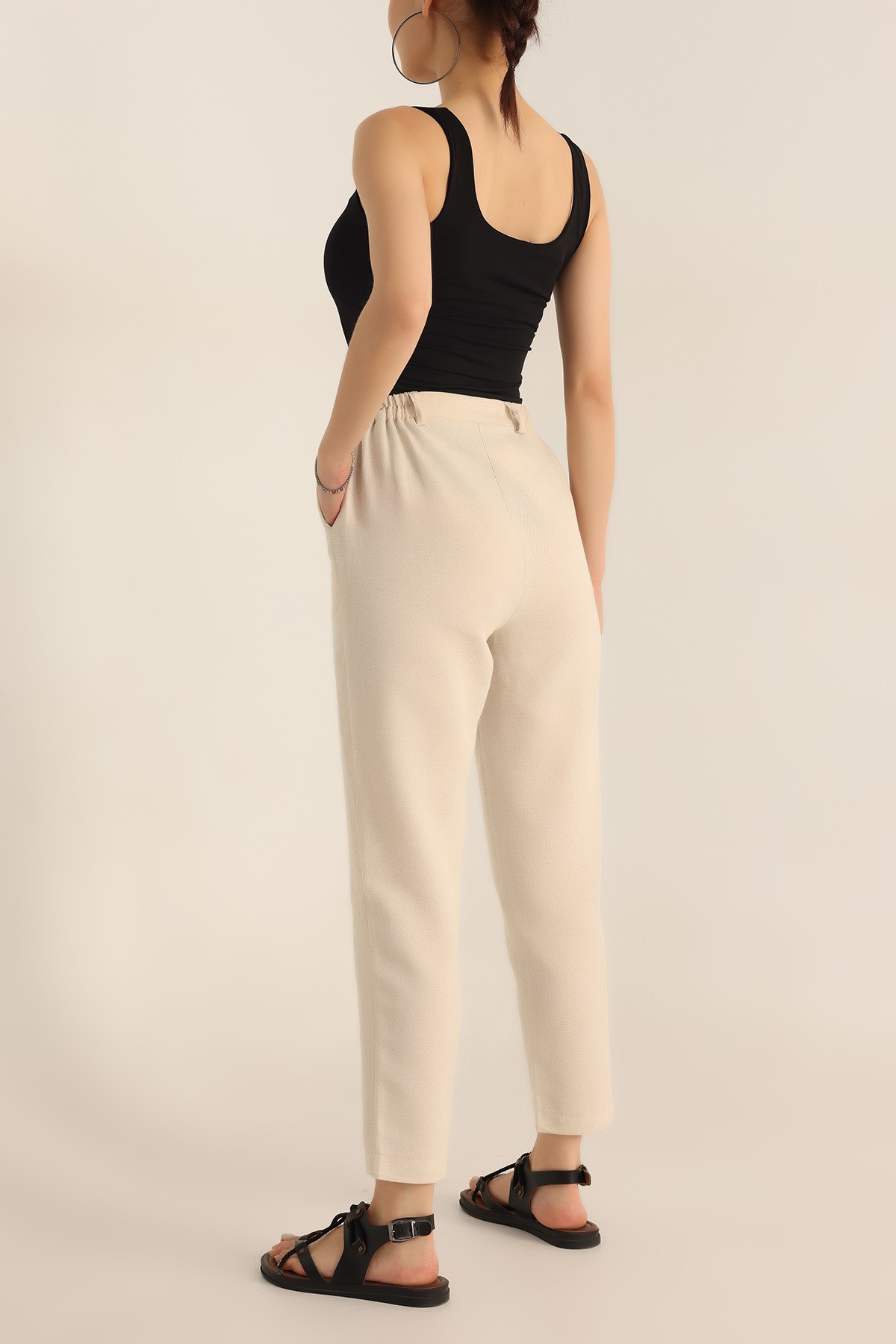 Taş Keten Jogger Bayan Pantolon 187695