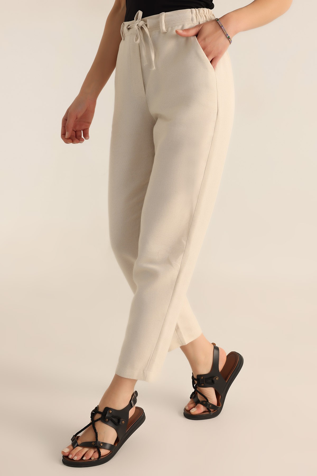 Taş Keten Jogger Bayan Pantolon 187695