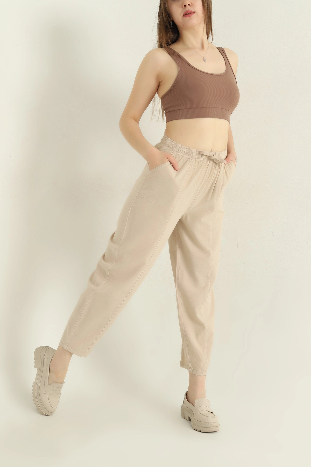 Taş Keten Şalvar Tasarım Pantolon 354448