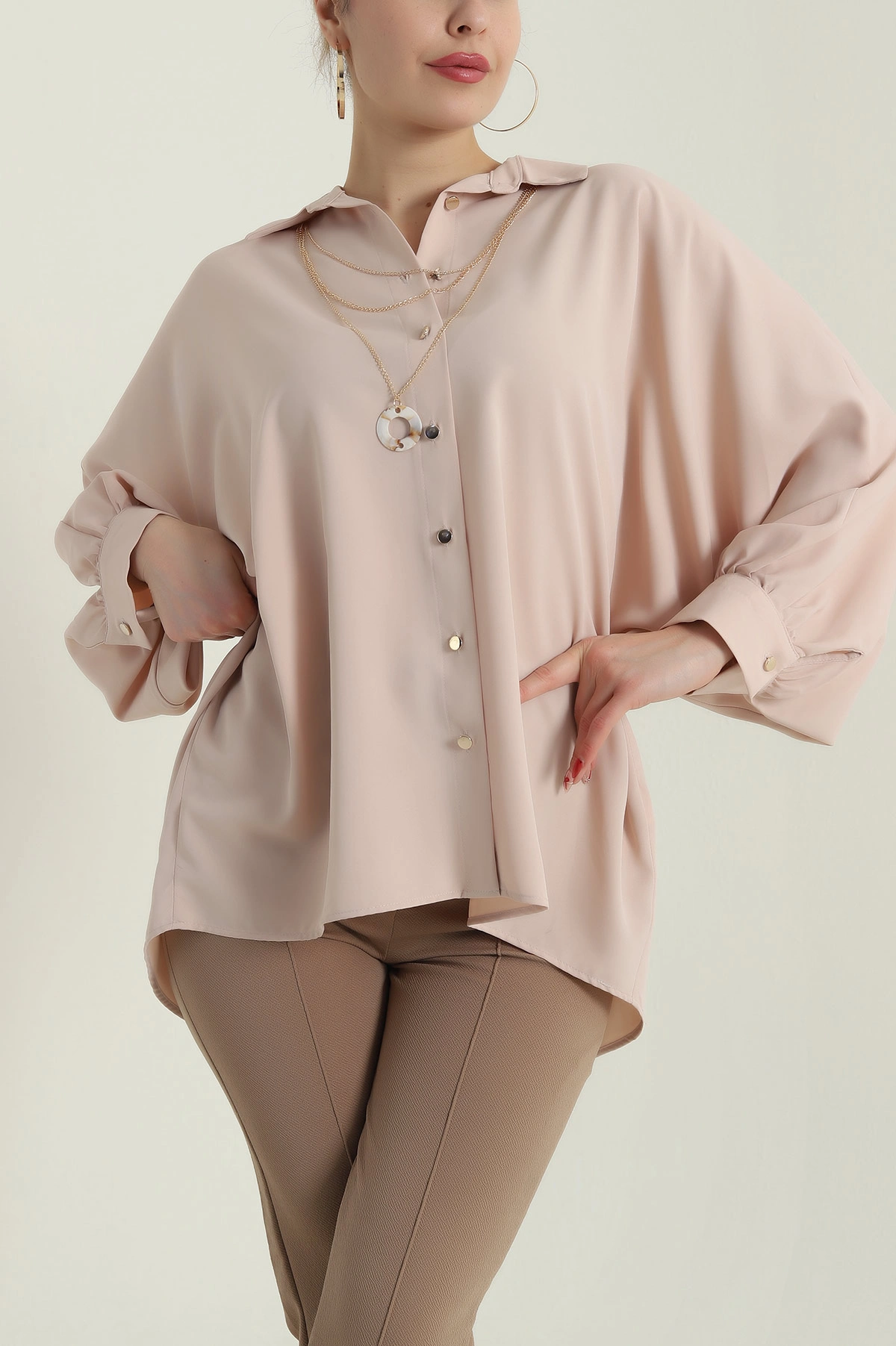 Taş Kolyeli Jesica Kadın Gömlek Tunik 428794