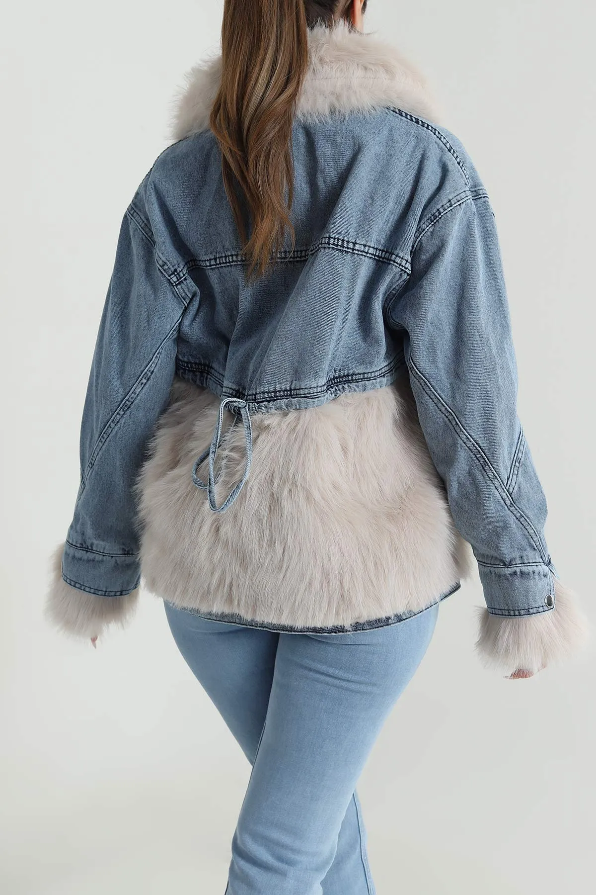 Taş Kot Garnili Yakası Çıkma Kürklü Lolita Kadın Mont 488786