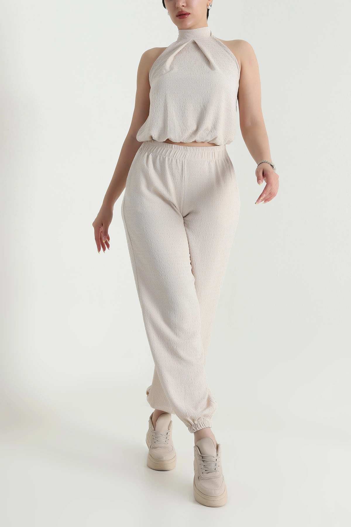 Taş Krinkıl Bluz Pantolon Kadın İkili Takım 466520