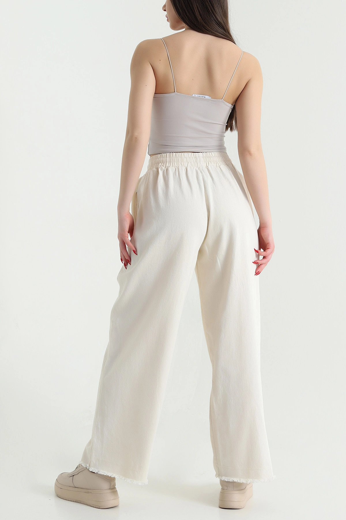 Taş Lazer Bol Paça Gabardin Kadın Pantolon 439164