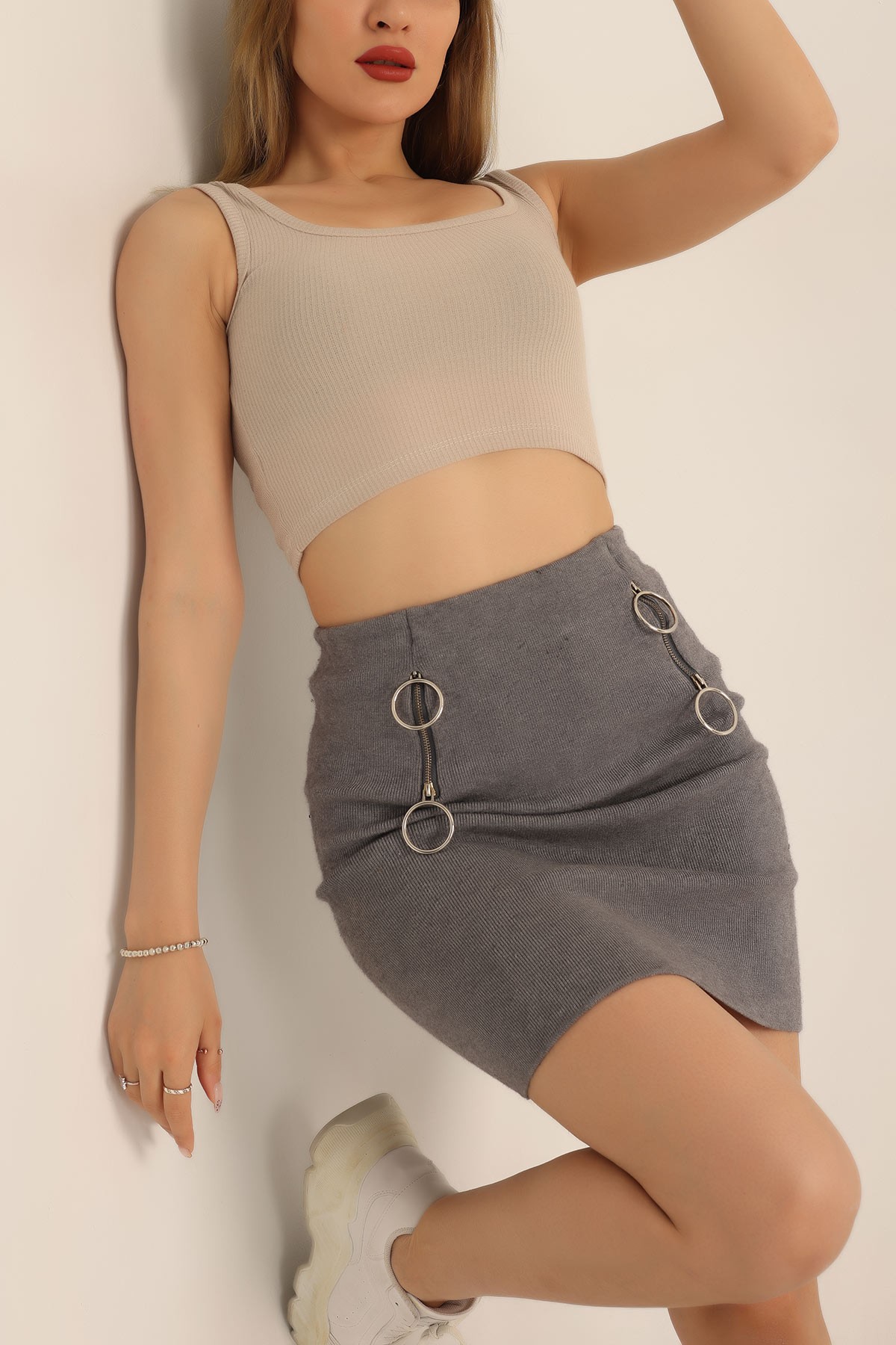 Taş Likralı Fitilli Crop Atlet 182497