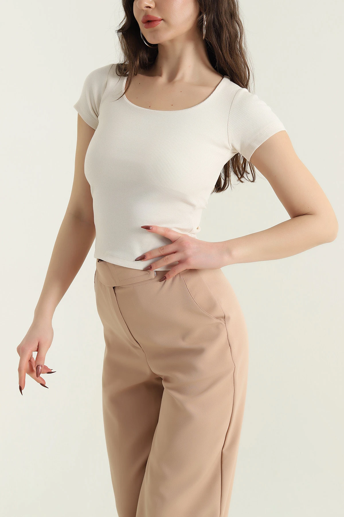 Taş Likralı Fitilli Kadın Bluz 432192