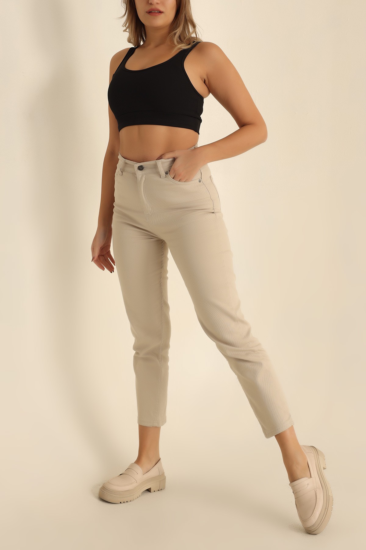 Taş Likralı Mom Bayan Kot Pantolon 222986