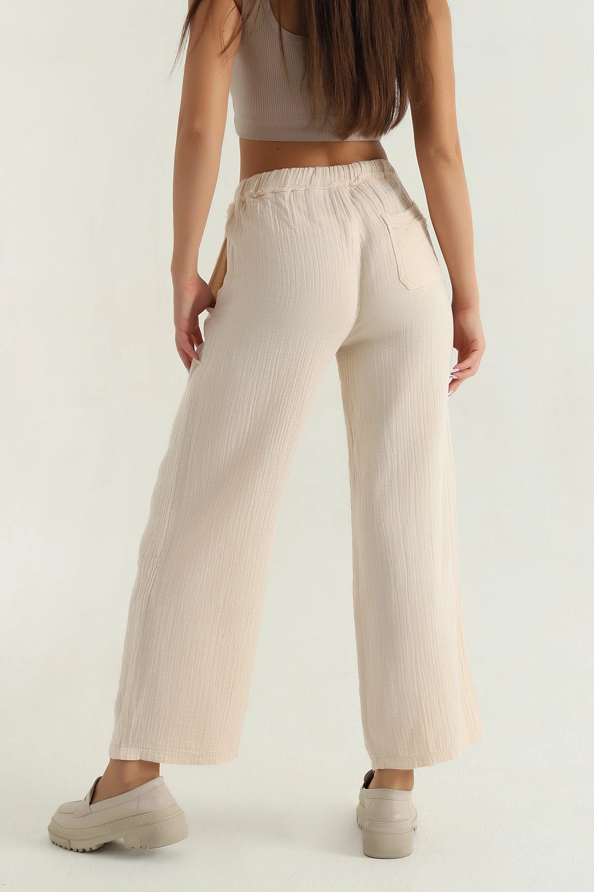 Taş Müslin Keten Kadın Pantolon 381370