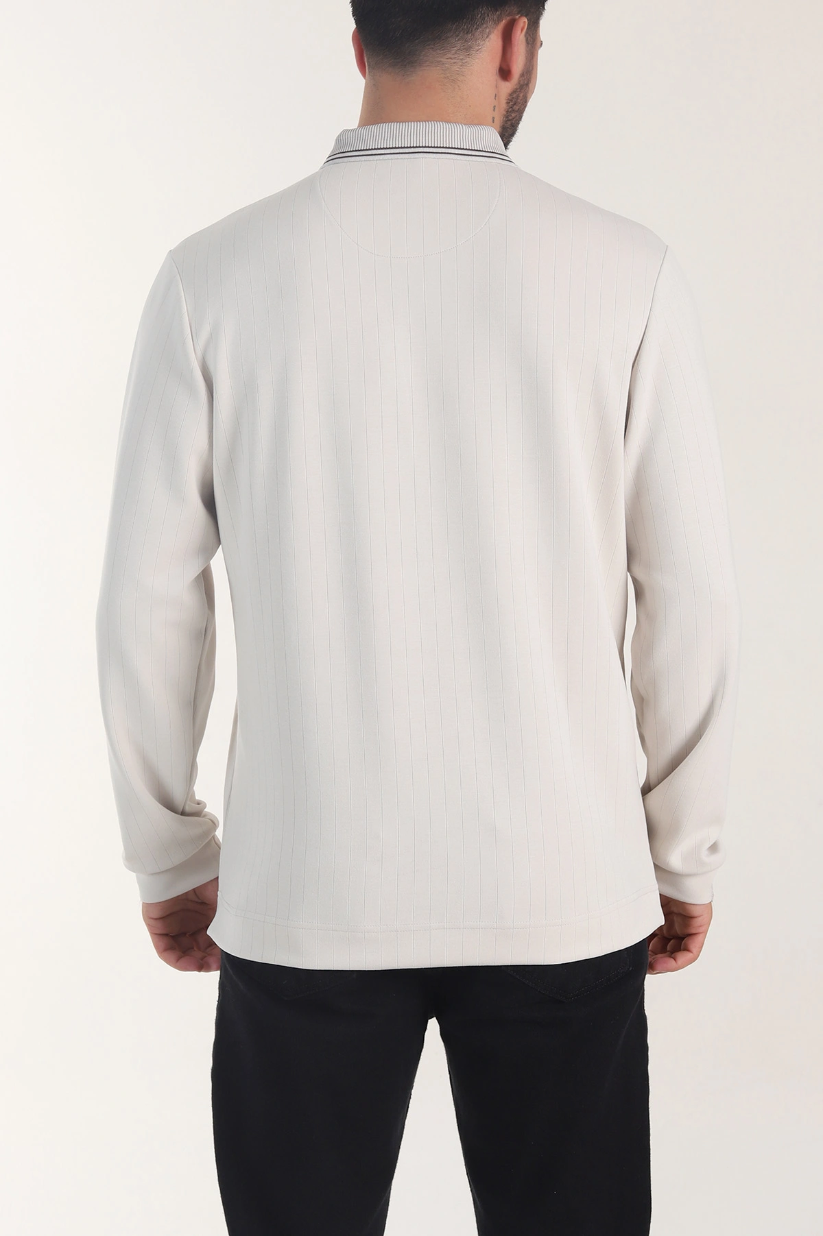 Taş Osyho Kumaş Çizgili Polo Yaka Erkek Sweatshirt 406062