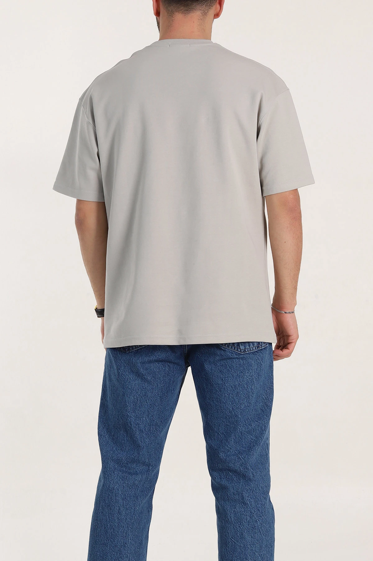 Taş Oversize Double Face Kumaş Basic Erkek Tişört 340532