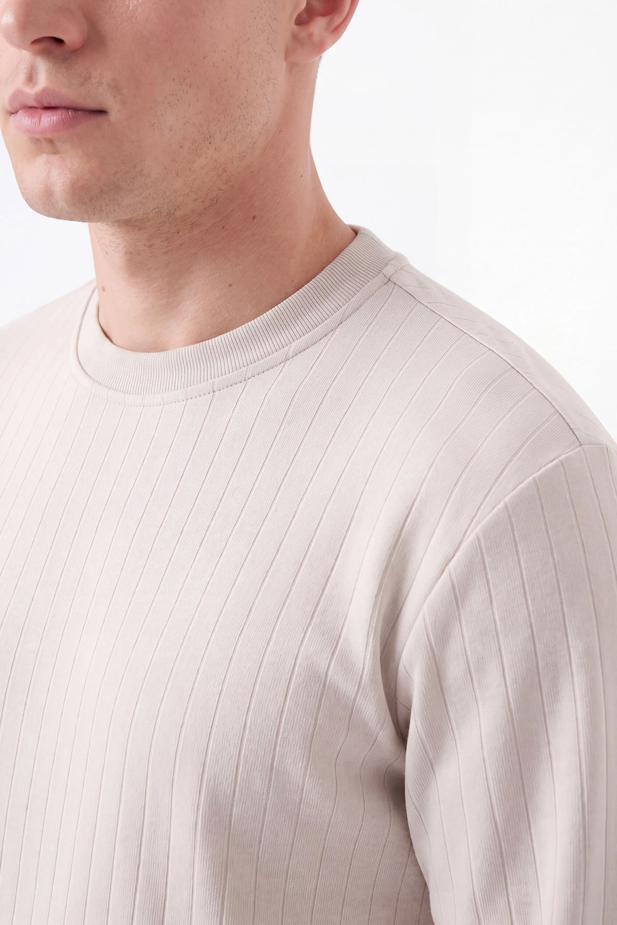Taş Oysho Kumaş Çizgili Erkek Sweatshirt 482842