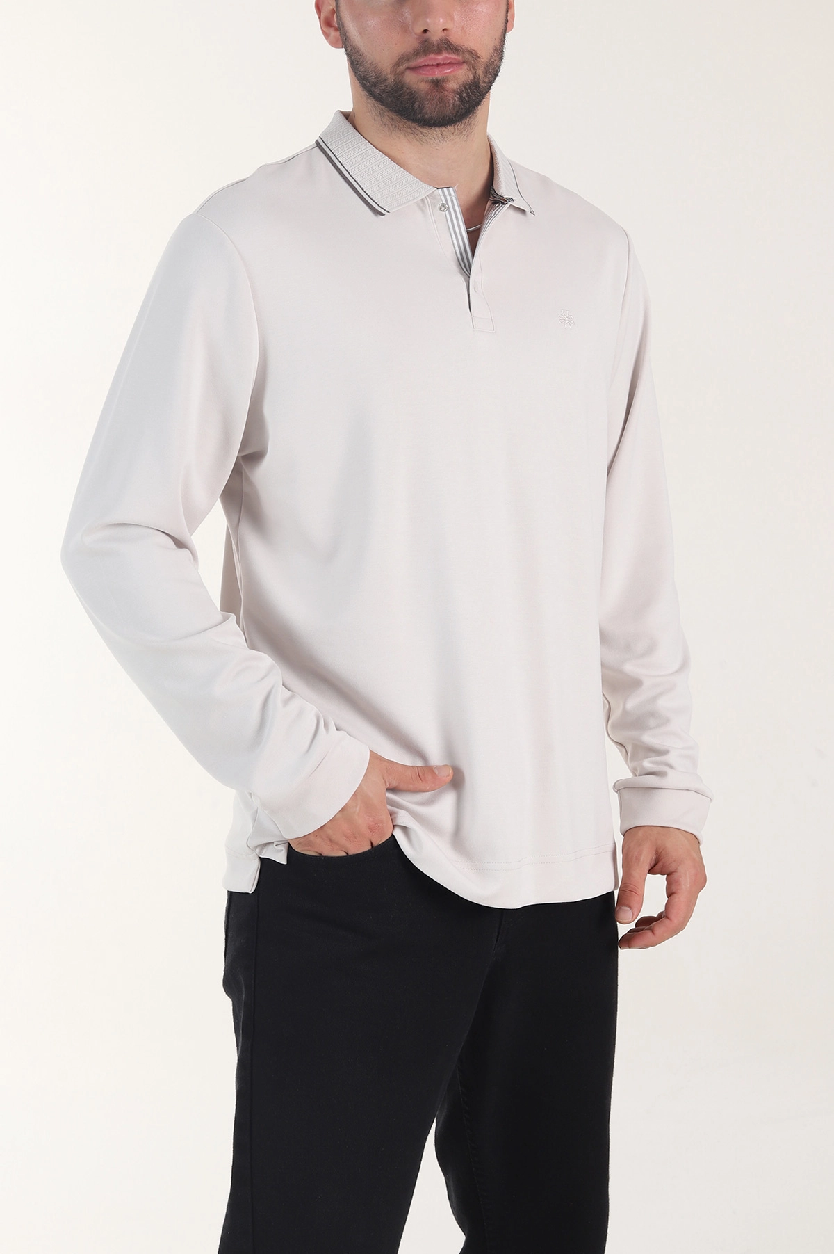Taş Oysho Kumaş Polo Yaka Çıt Çıtlı Erkek Sweatshirt 406052