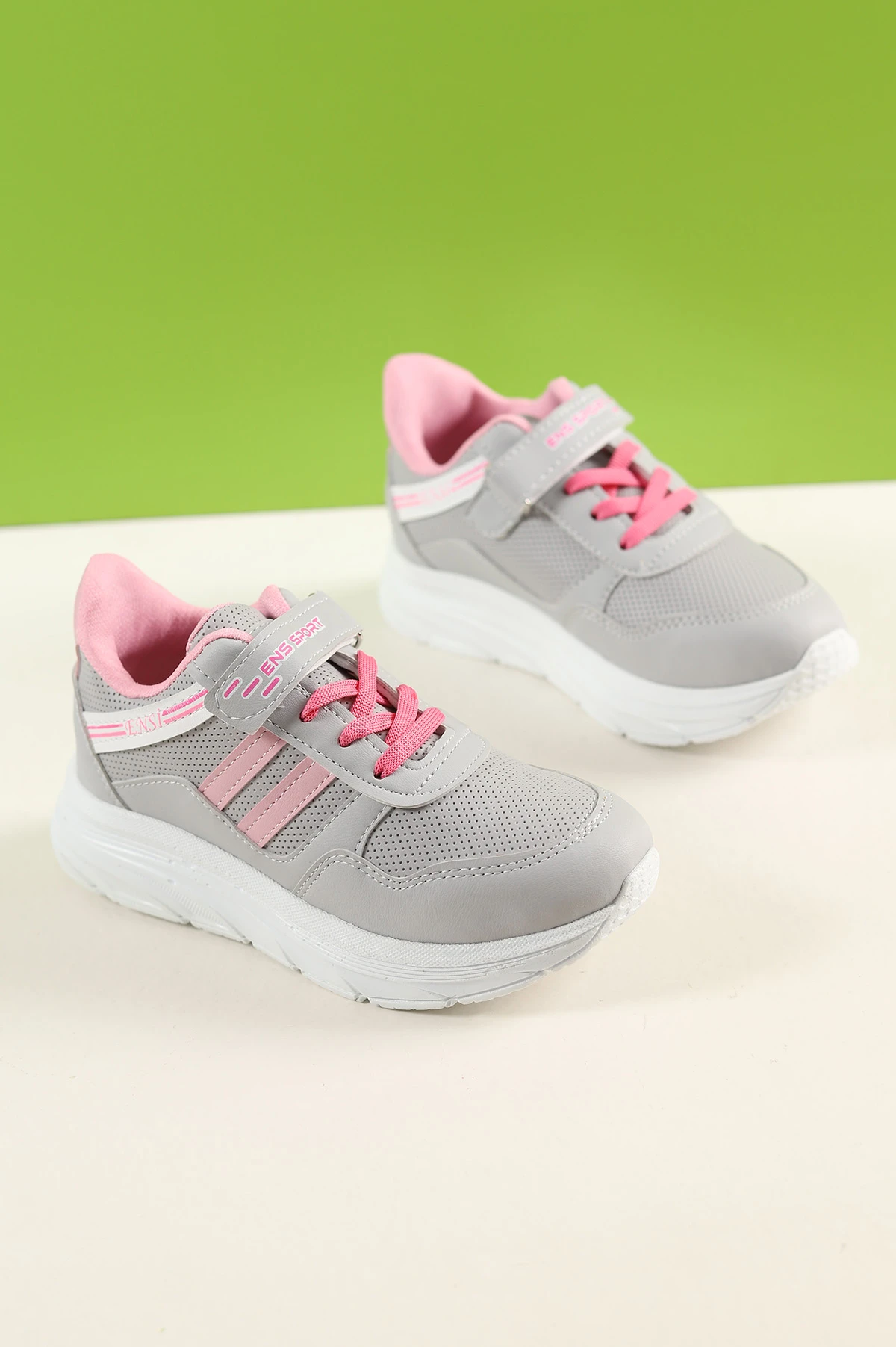 Taş Pembe (31-35 Filet) Çizgili Kalın Taban Cırtlı Kız Çocuk Spor Ayakkabı 227998