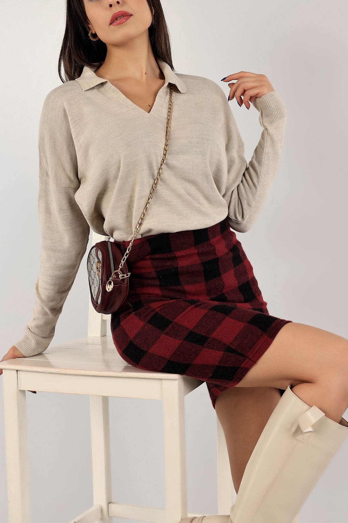 Taş Polo Yaka Bayan Triko Kazak 137669