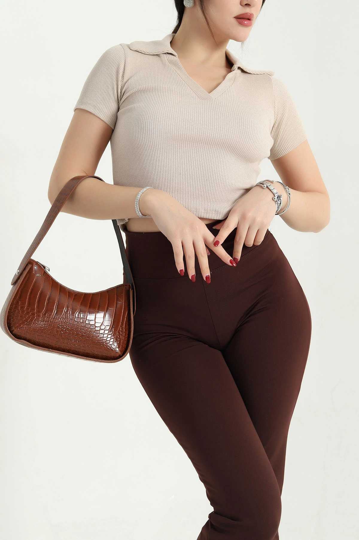Taş Polo Yaka Fitilli Bluz 338293
