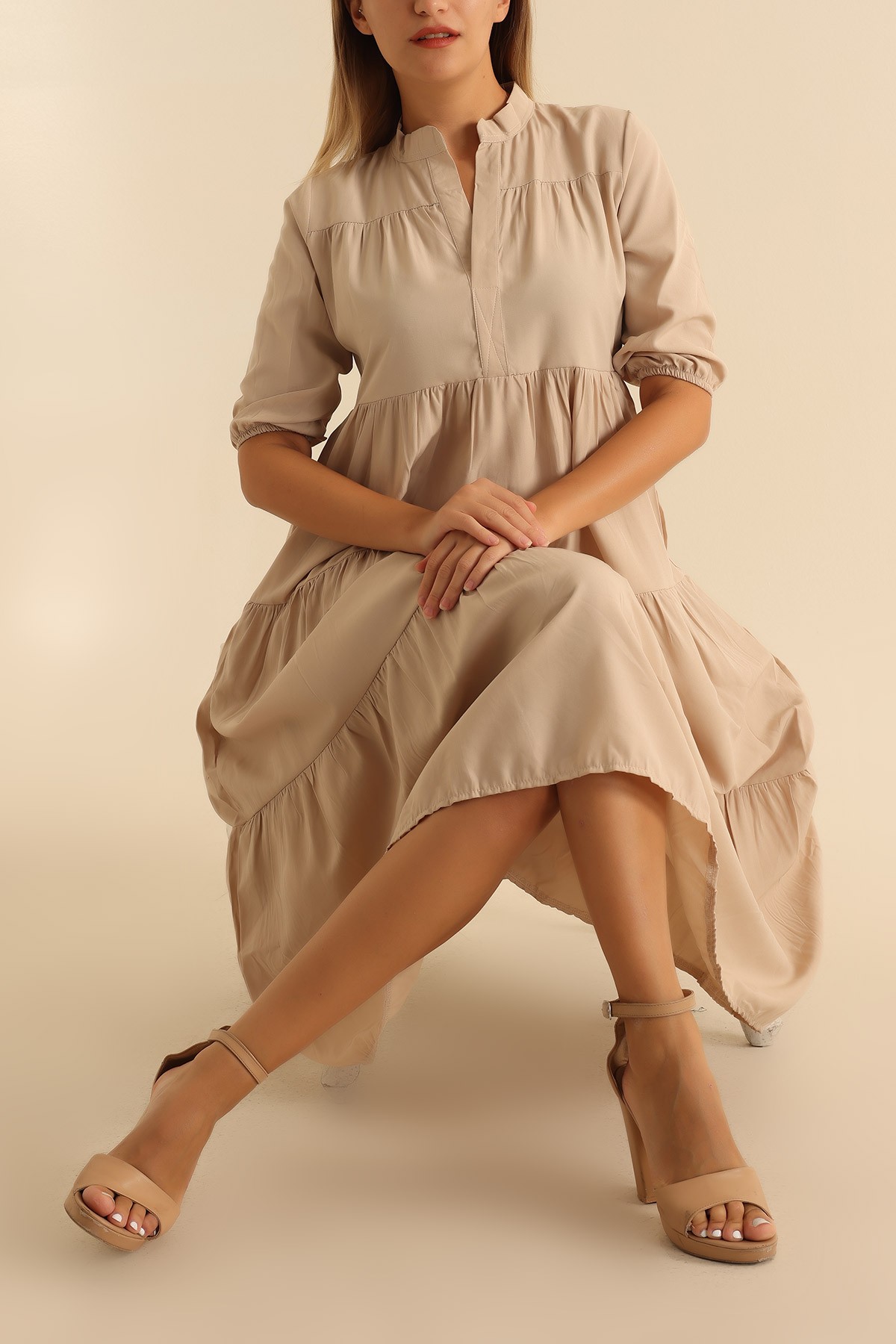 Taş Poplin Dokuma Elbise 201111 | ModamızBir | Modamizbir.Com