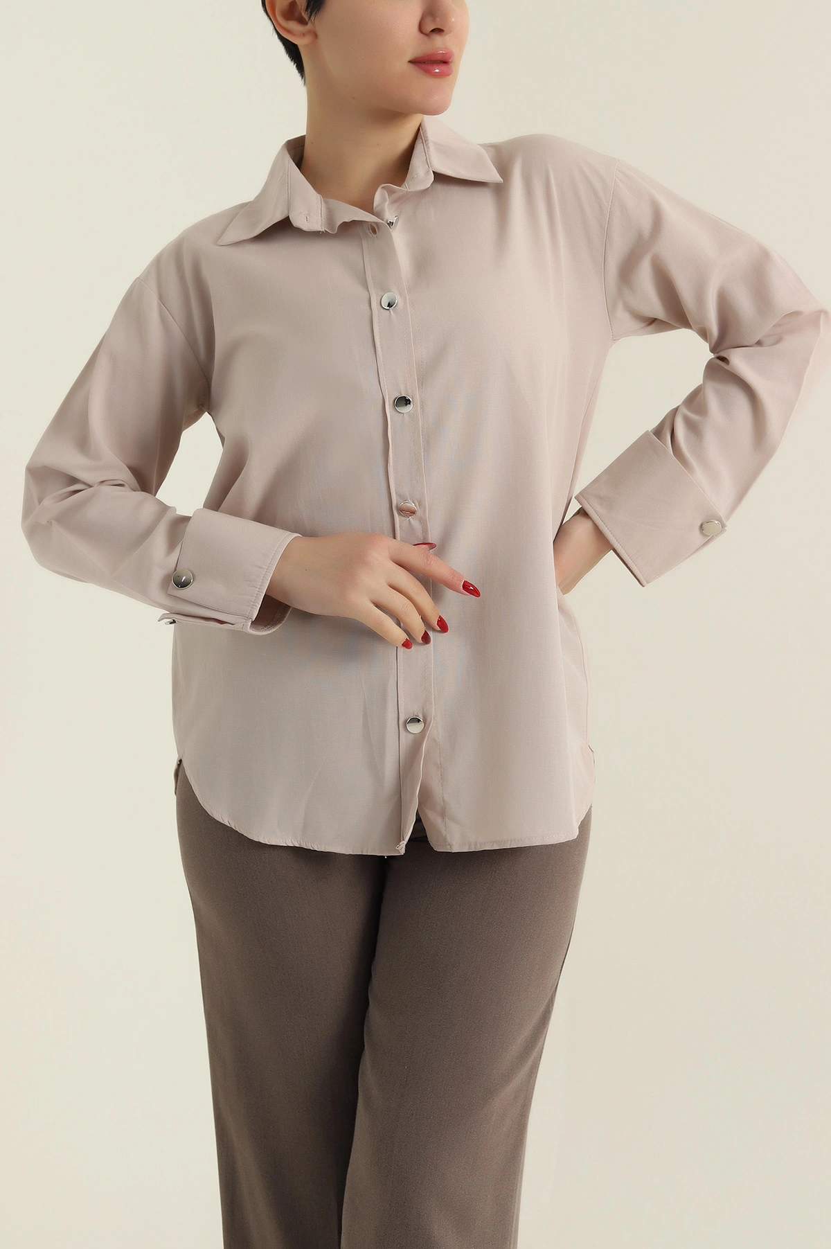Taş Poplin Kumaş Kadın Gömlek 427907