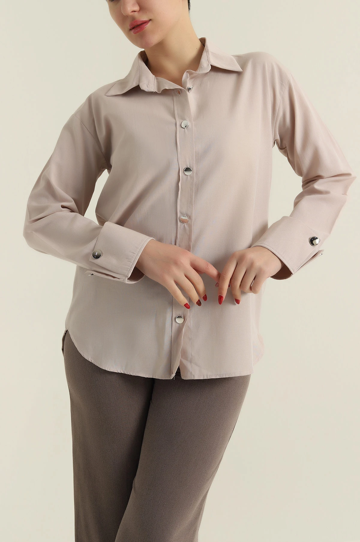 Taş Poplin Kumaş Kadın Gömlek 427907