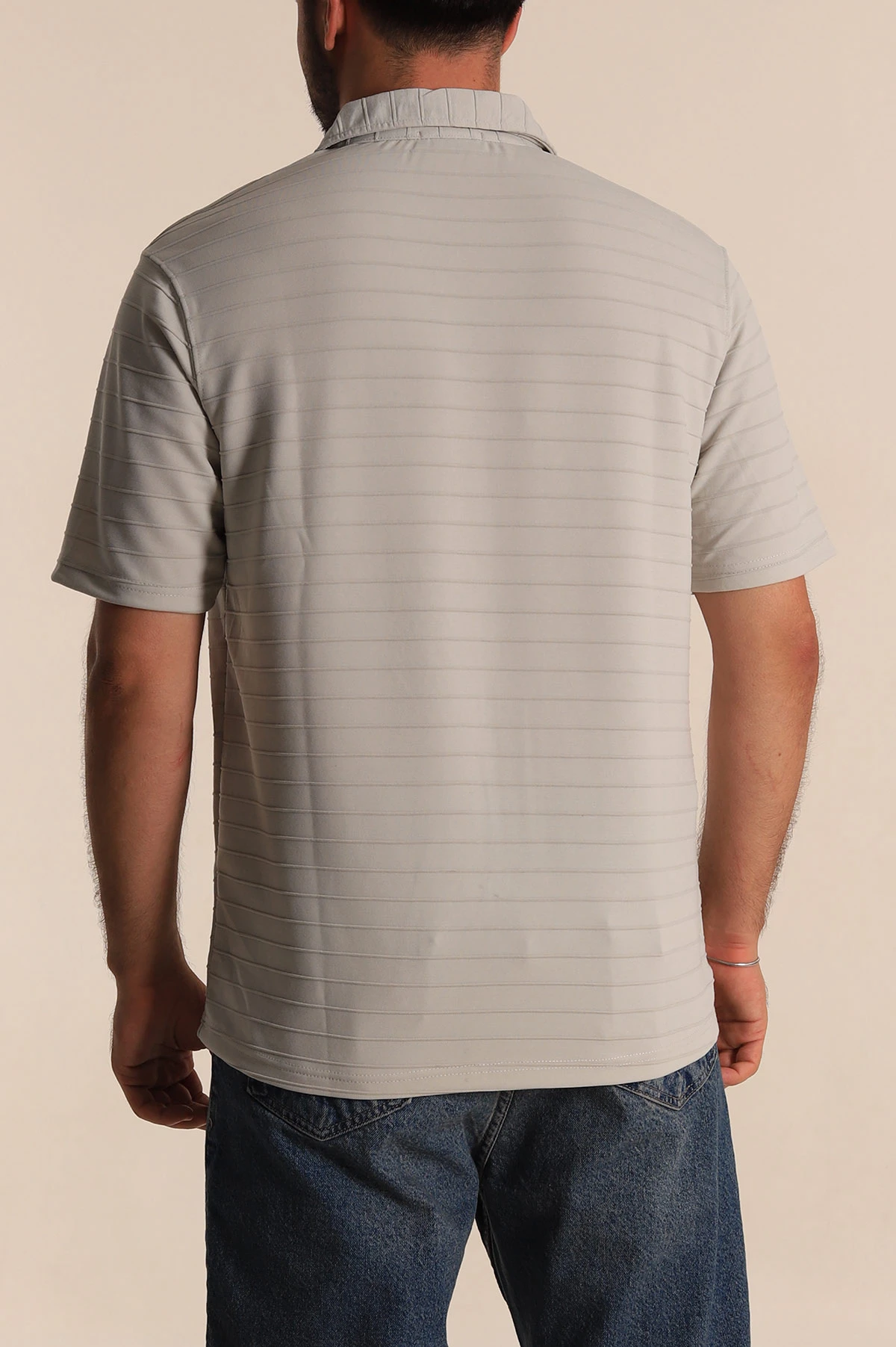 Taş Regular Fit Çizgi Dokulu Düğmeli Polo Yaka Erkek Tişört 276675
