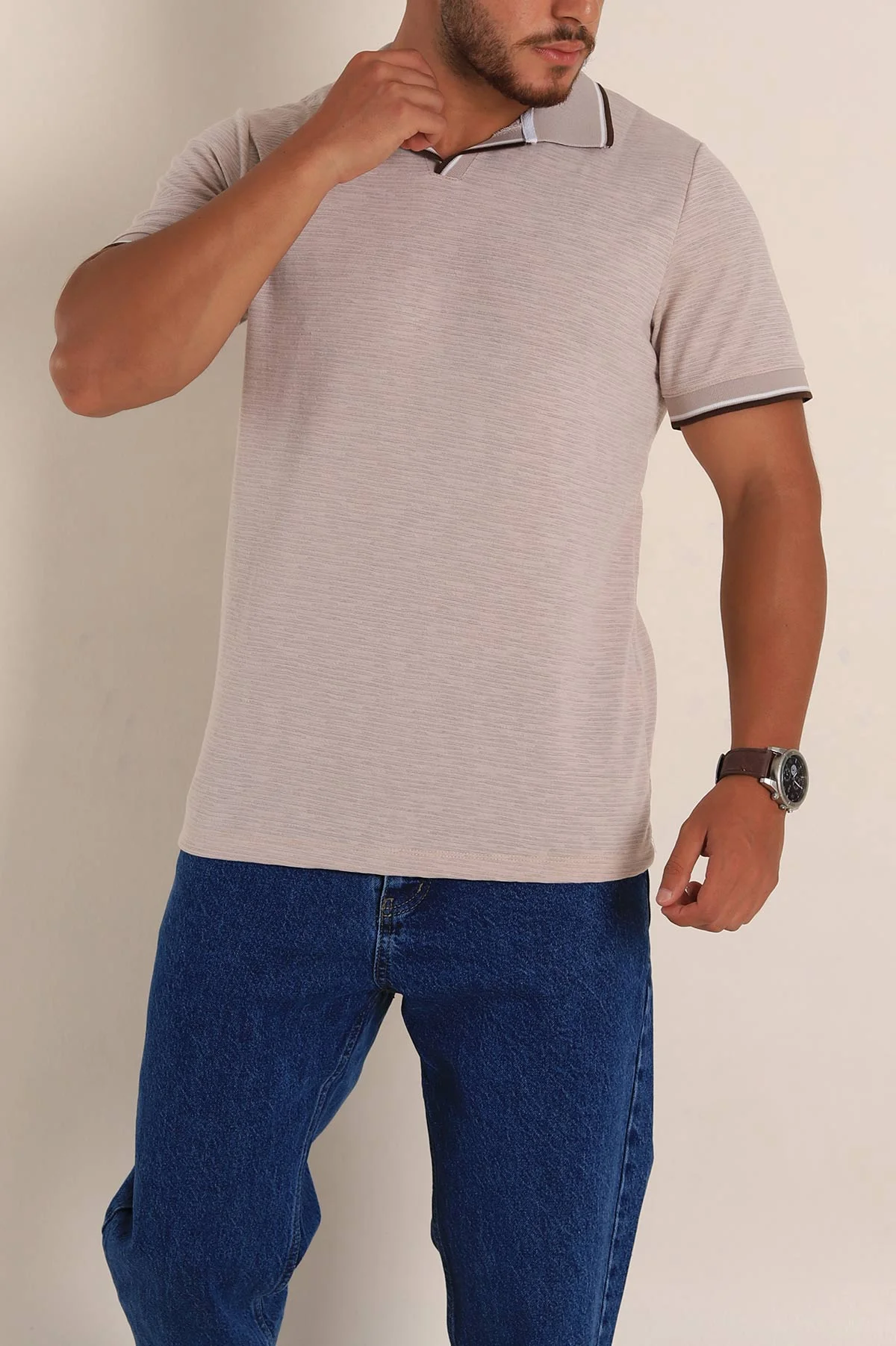 Taş Regular Fit Dokulu Polo Yaka Erkek Tişört 277066