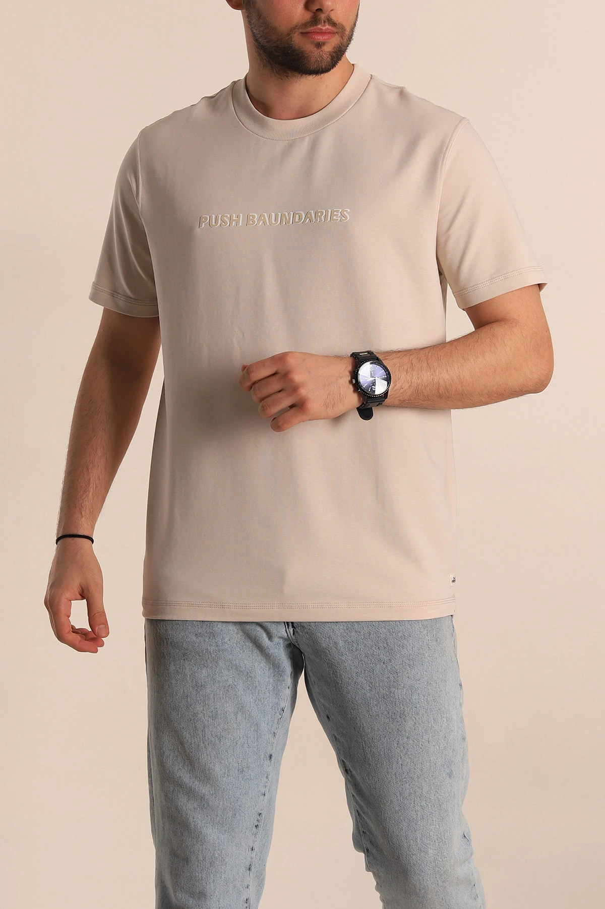 Taş Regular Fit Kabartma Yazılı Erkek Tişört 268128