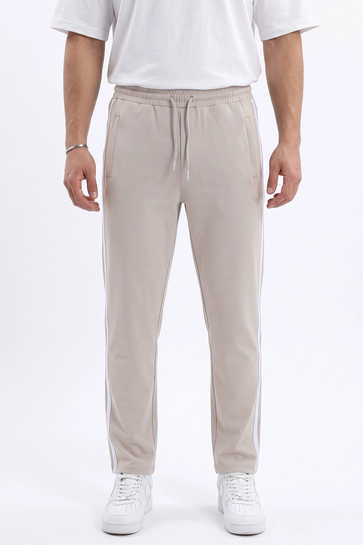 Taş Regular Fit Şerit Detaylı Fermuarlı Cepli Erkek Eşofman Altı 496341