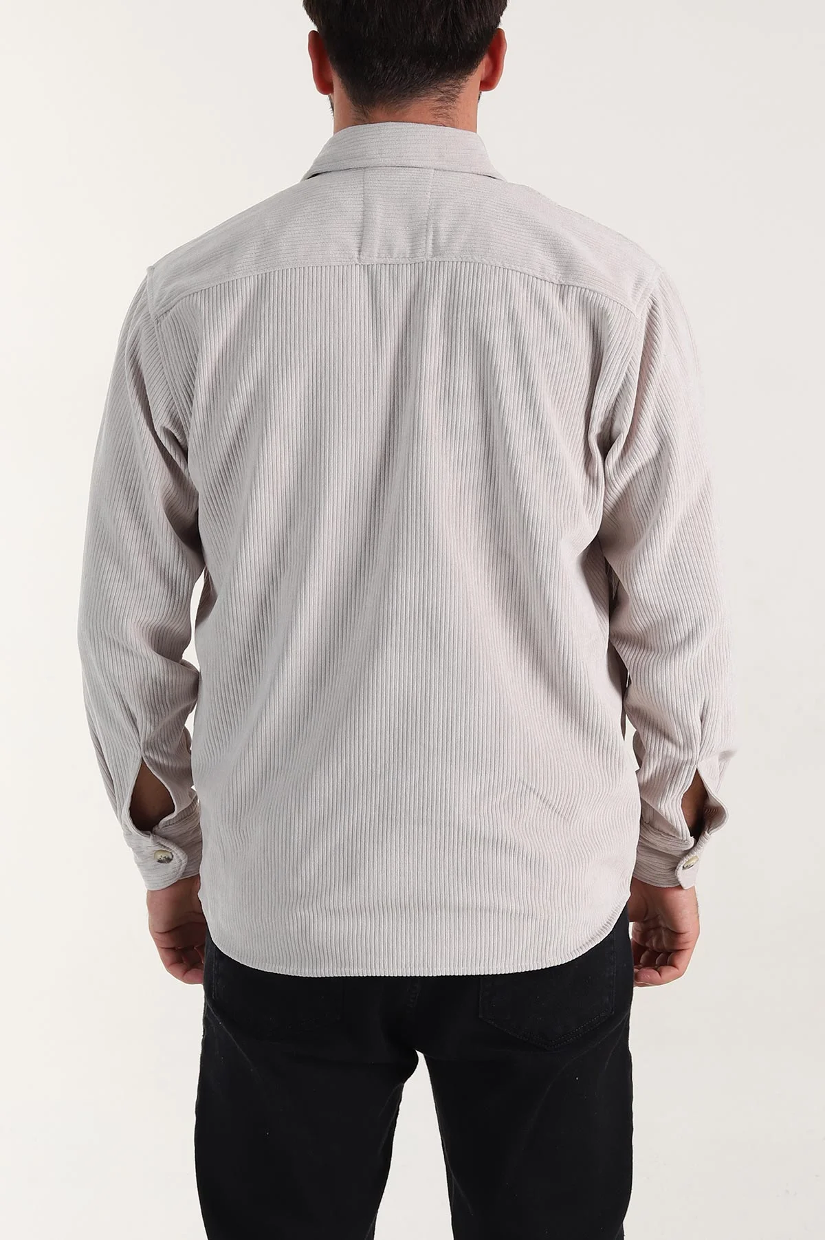 Taş Relaxed Fit Cep Detaylı Kalın Fitilli Kadife Erkek Gömlek 397933