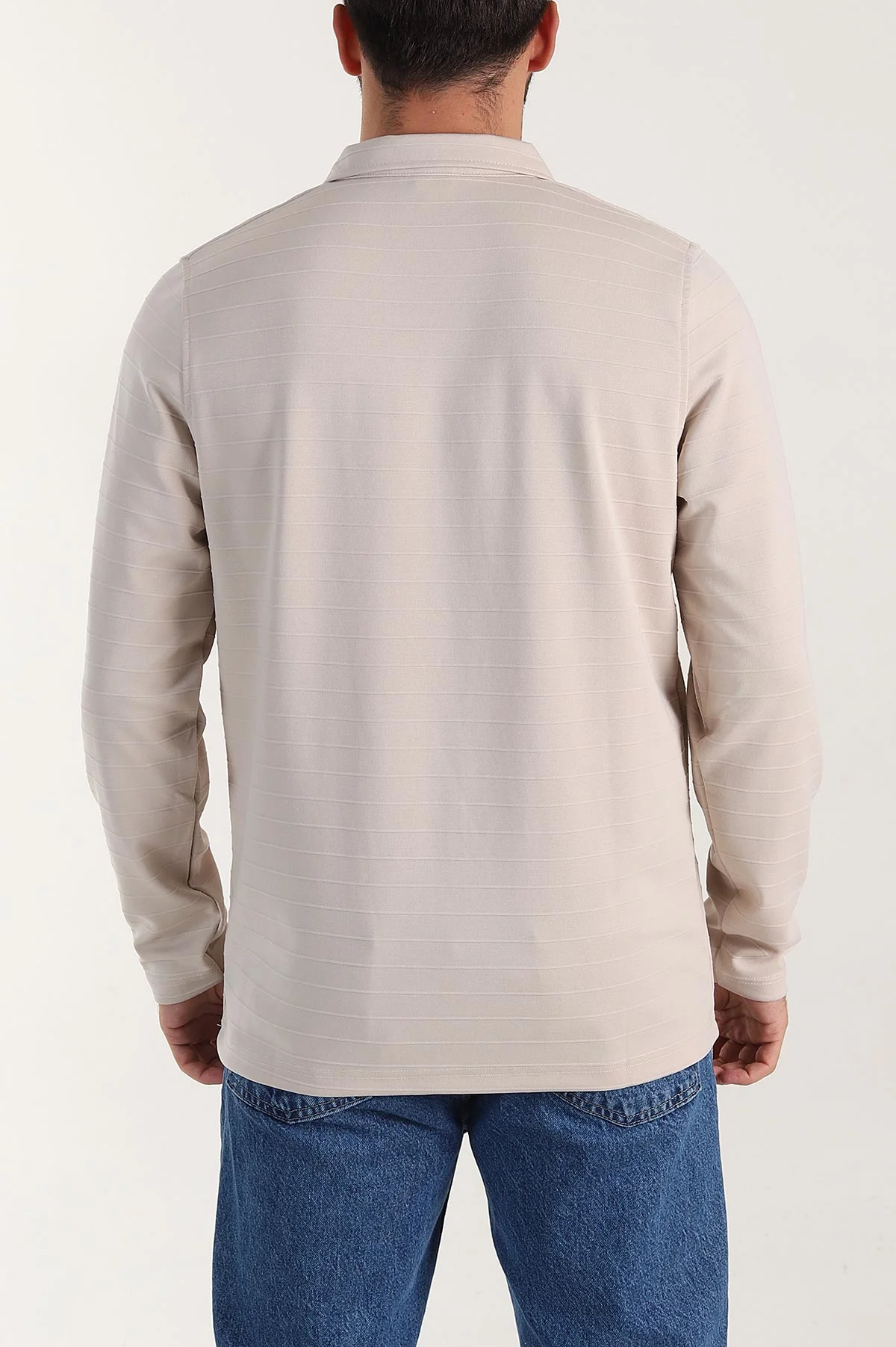 Taş Relaxed Fit Jakarlı Kumaş Yazı Detaylı Polo Yaka Erkek Sweatshirt 399450