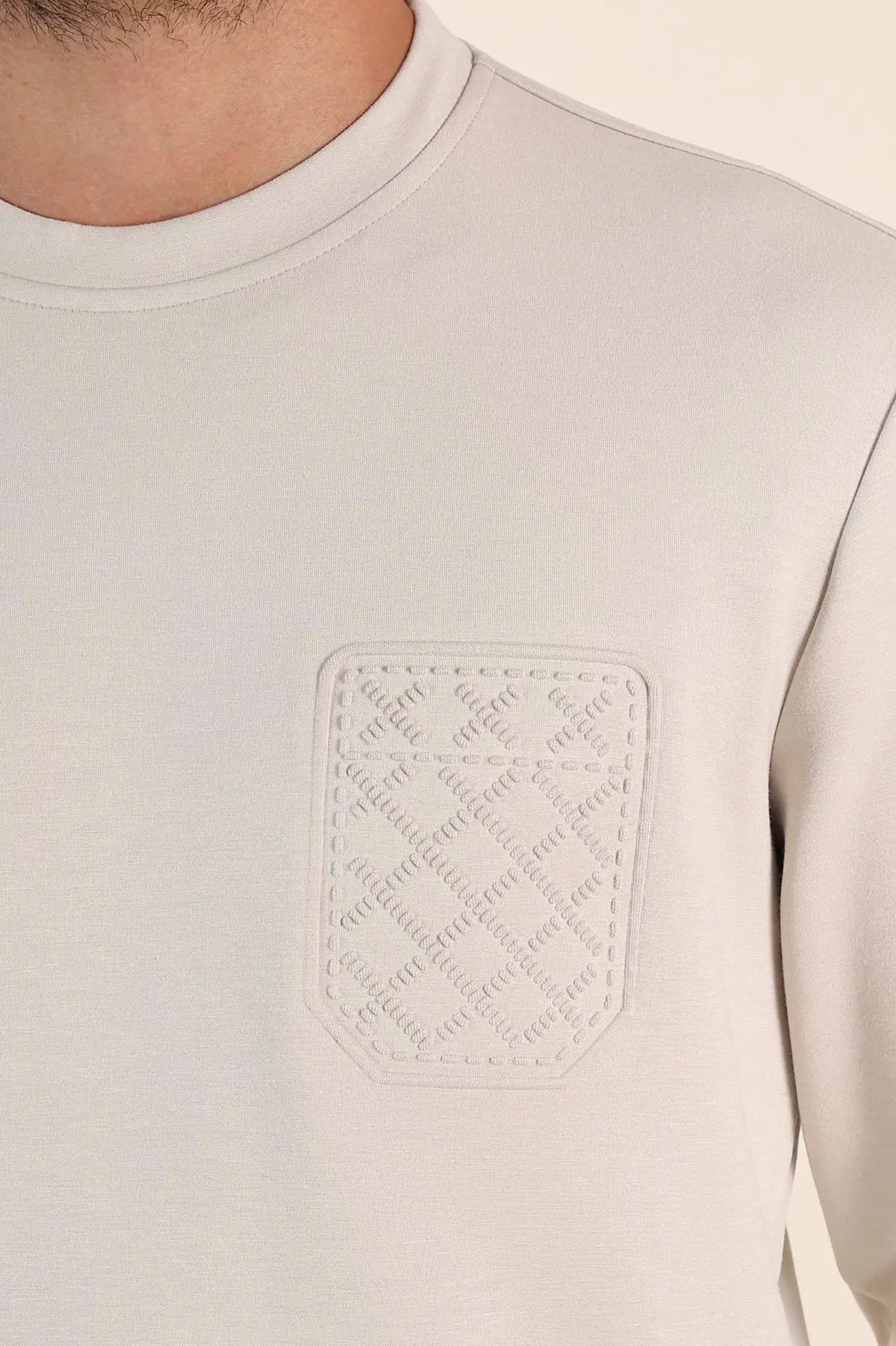 Taş Relaxed Fit Oysho Kumaş Kabartma Detaylı Erkek Sweatshirt 393283