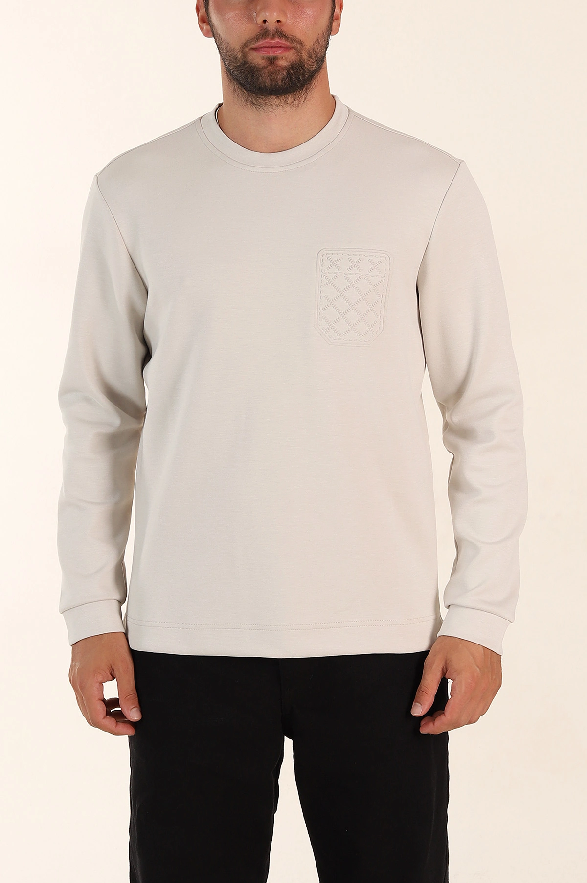 Taş Relaxed Fit Oysho Kumaş Kabartma Detaylı Erkek Sweatshirt 393283