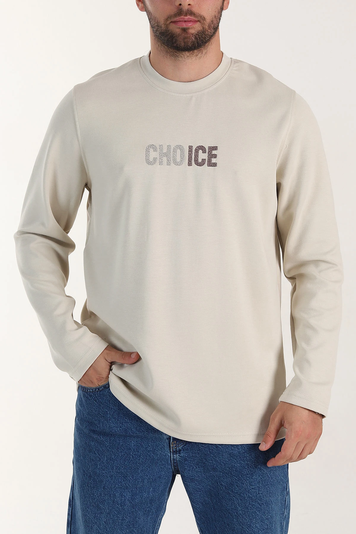 Taş Relaxed Fit Oysho Kumaş Nakışlı Yazı Detay Erkek Sweatshirt 399391
