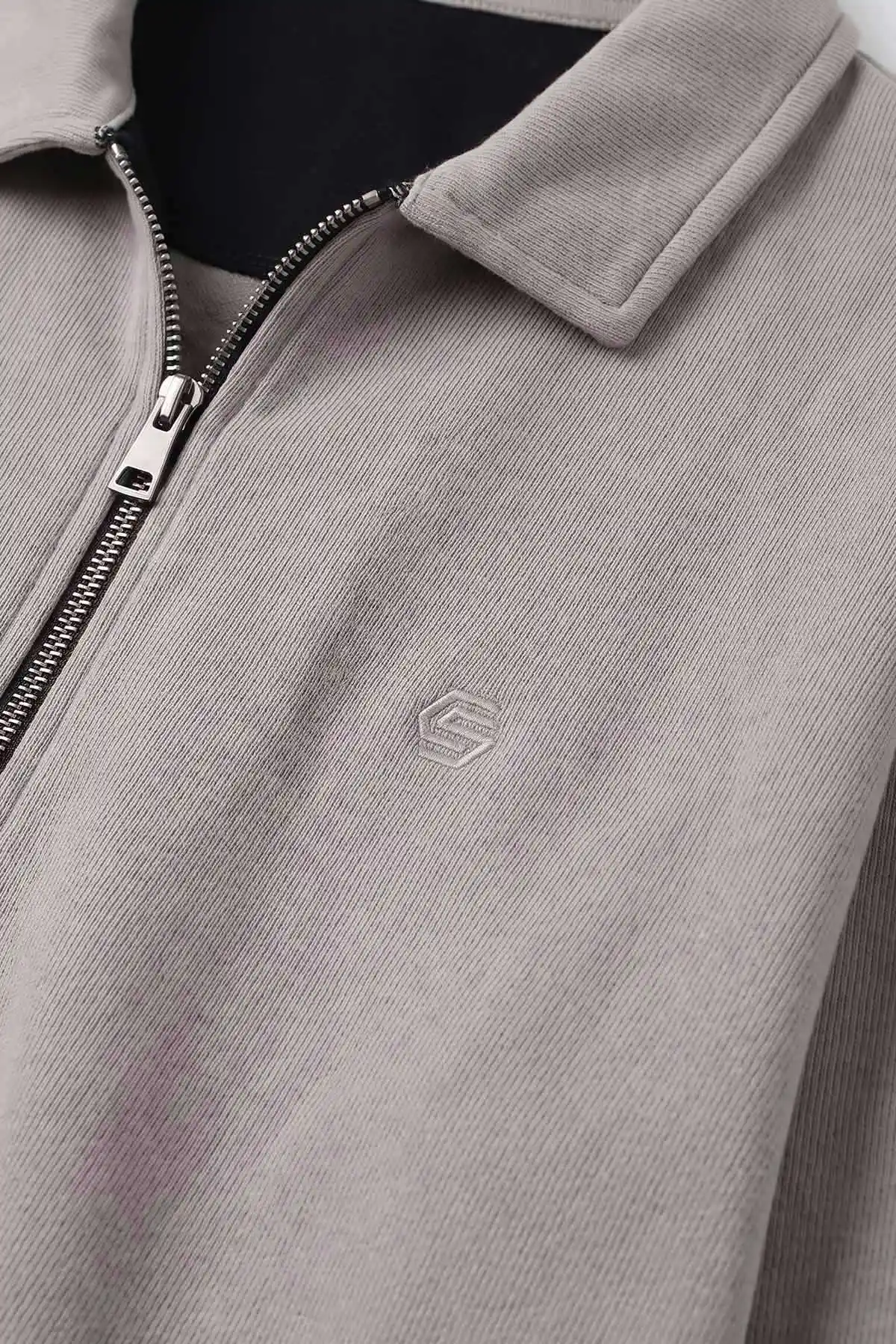 Taş Selanik Polo Yaka Fermuarlı Erkek Hırka 494536