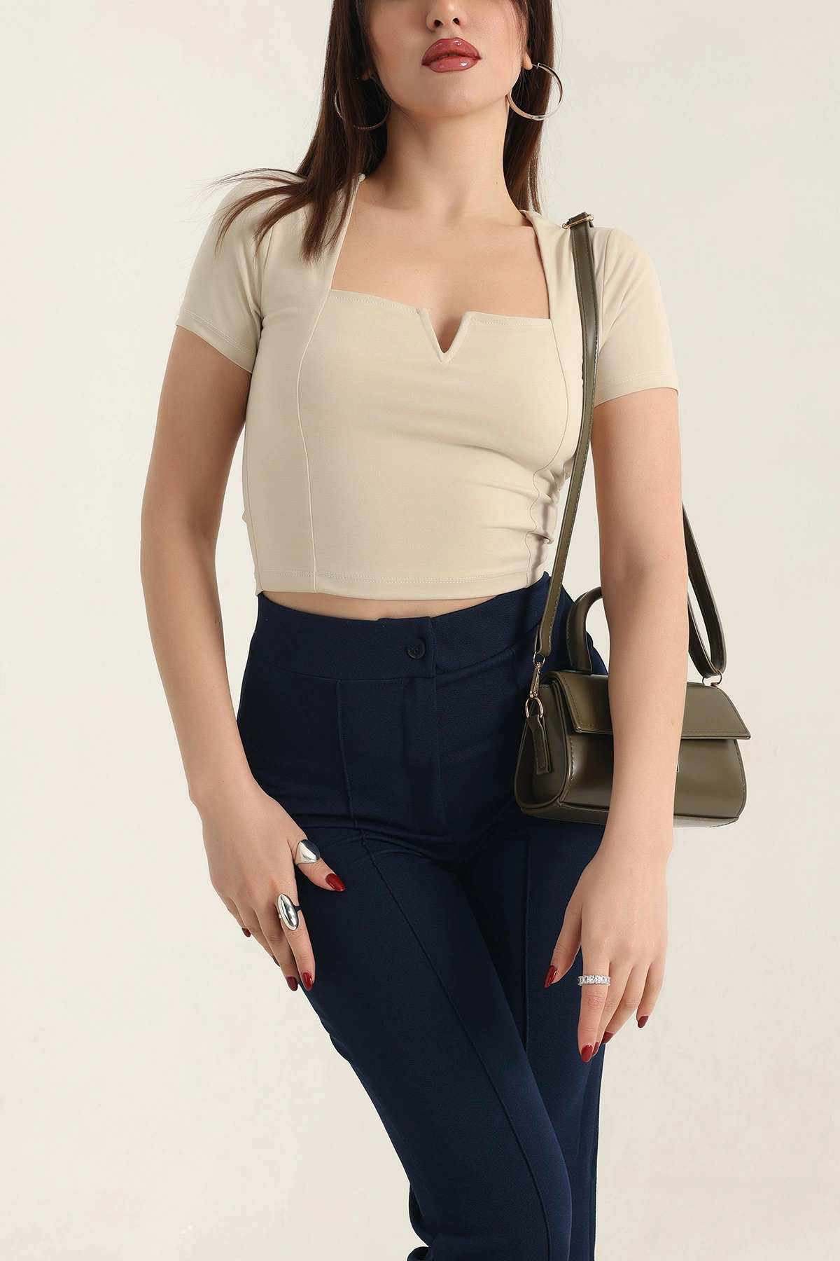 Taş Sendy Kumaş Crop Bluz 337566
