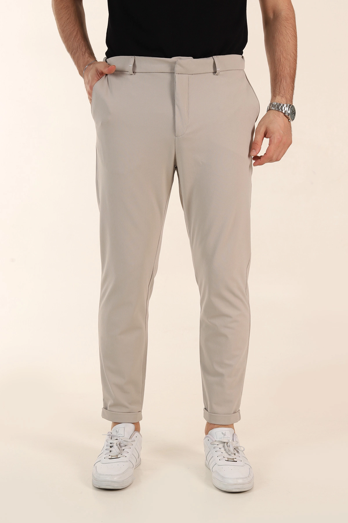 Taş Slim Fit Bel Arkası Lastikli Duble Paça Erkek Yazlık Kumaş Pantolon 365848