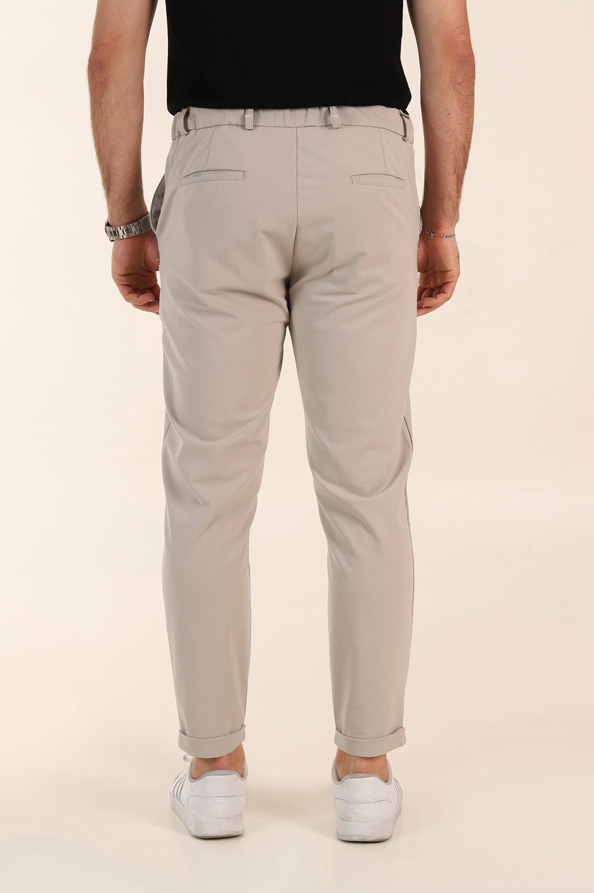 Taş Slim Fit Bel Arkası Lastikli Duble Paça Erkek Yazlık Kumaş Pantolon 365848