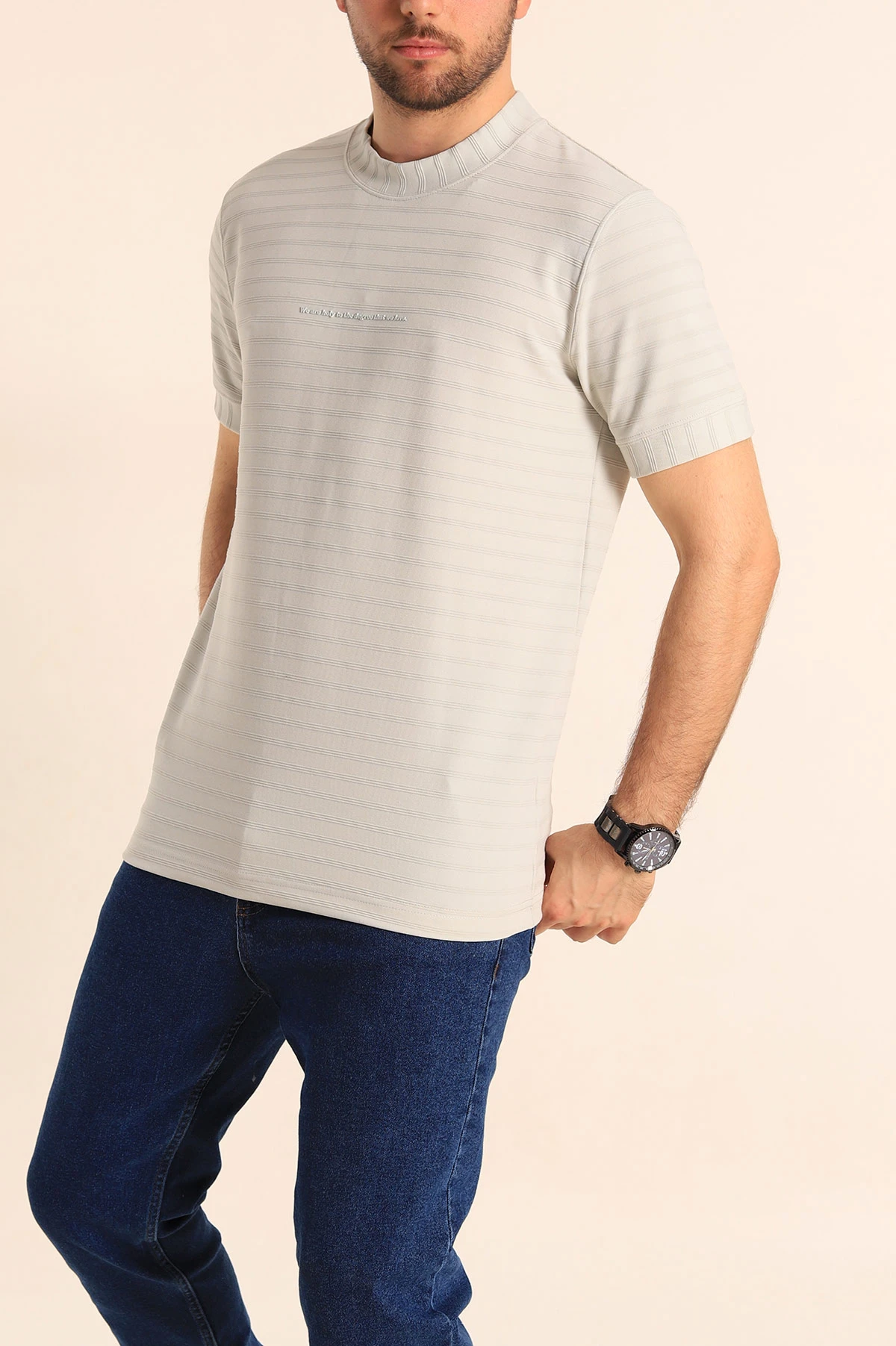 Taş Slim Fit Çizgi Detay Likralı Erkek Tişört 248121