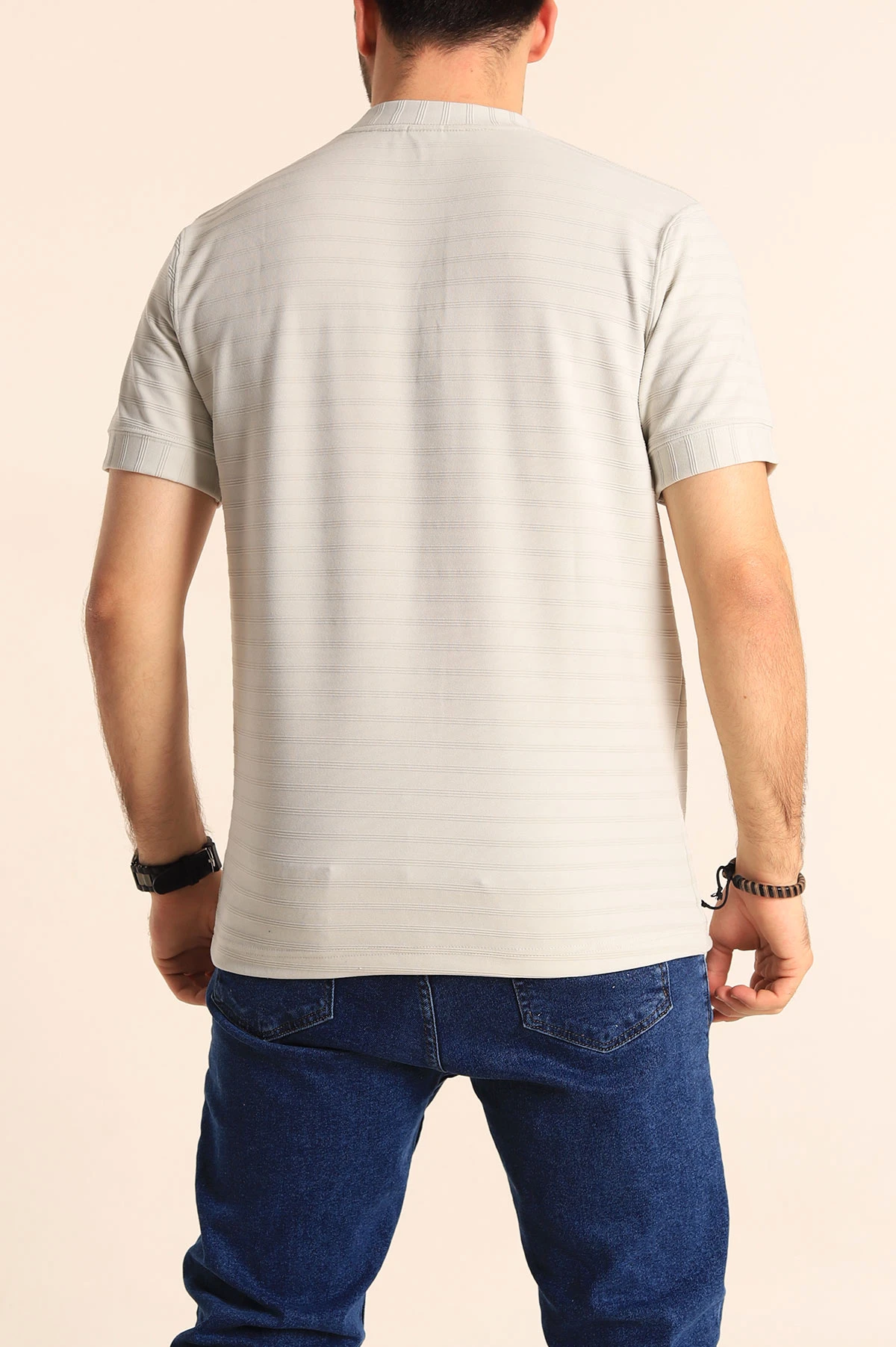 Taş Slim Fit Çizgi Detay Likralı Erkek Tişört 248121