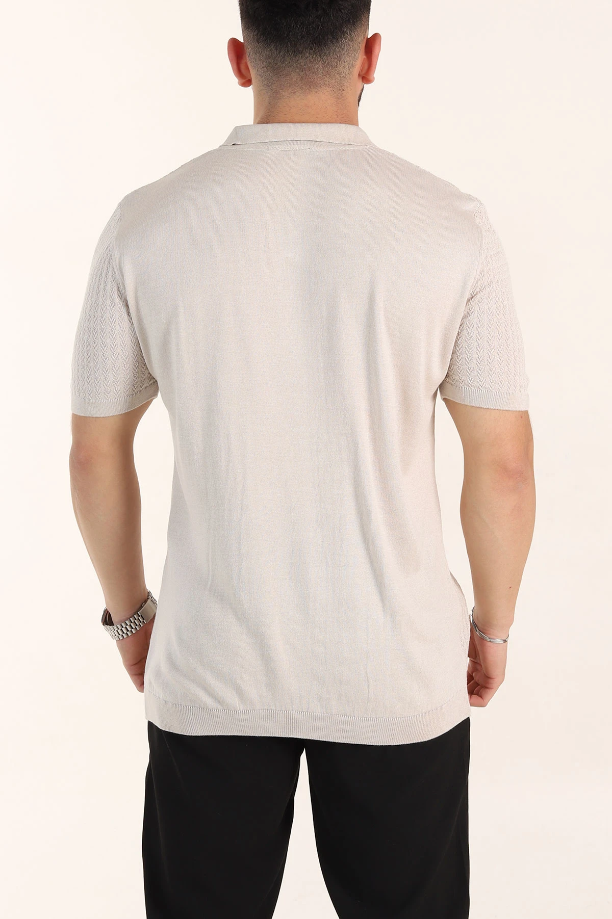 Taş Slim Fit Desenli Düğmeli Polo Yaka Erkek Tişört 358320