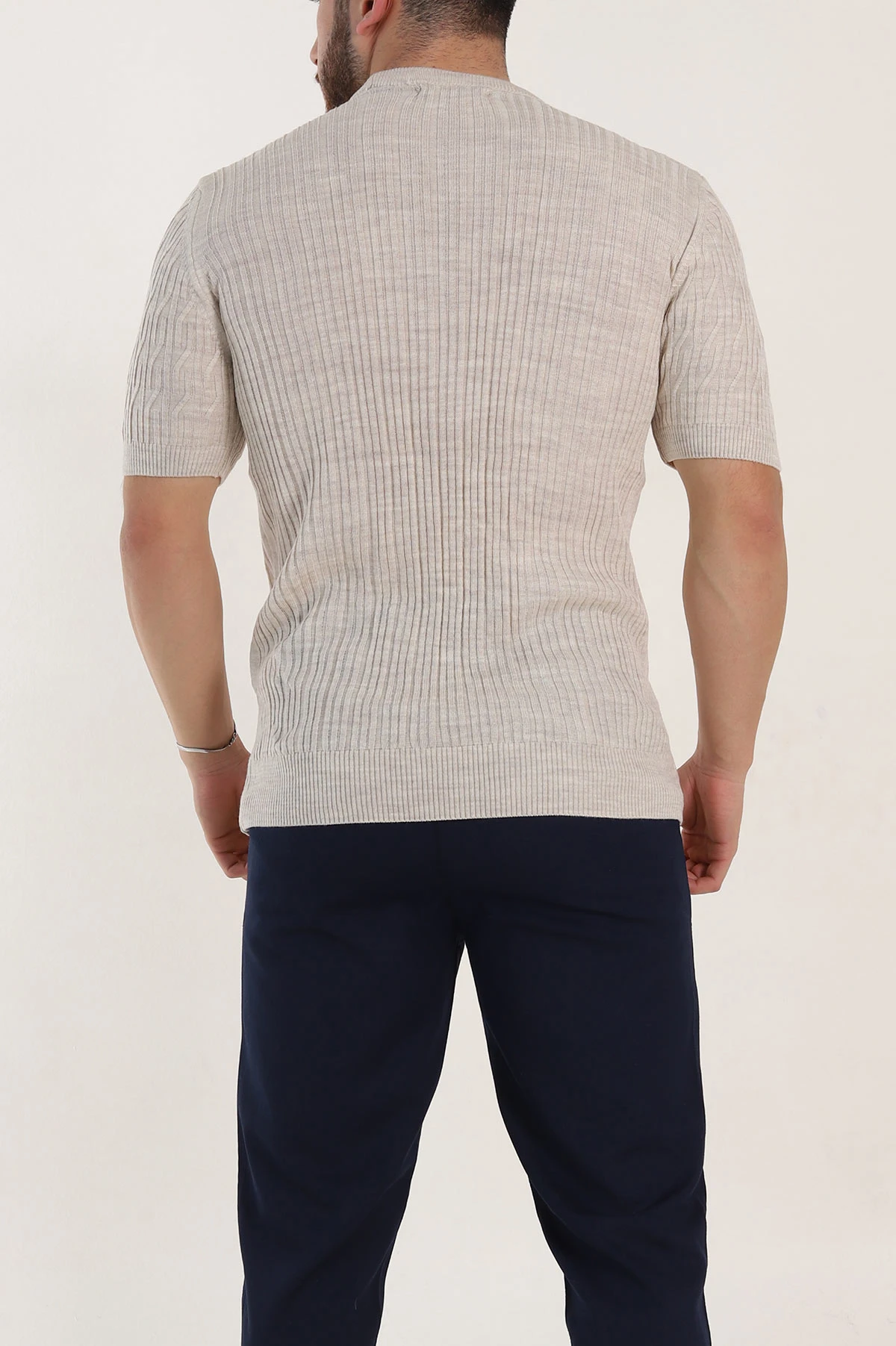 Taş Slim Fit Dokulu Kısa Kollu Erkek Triko Tişört 338900