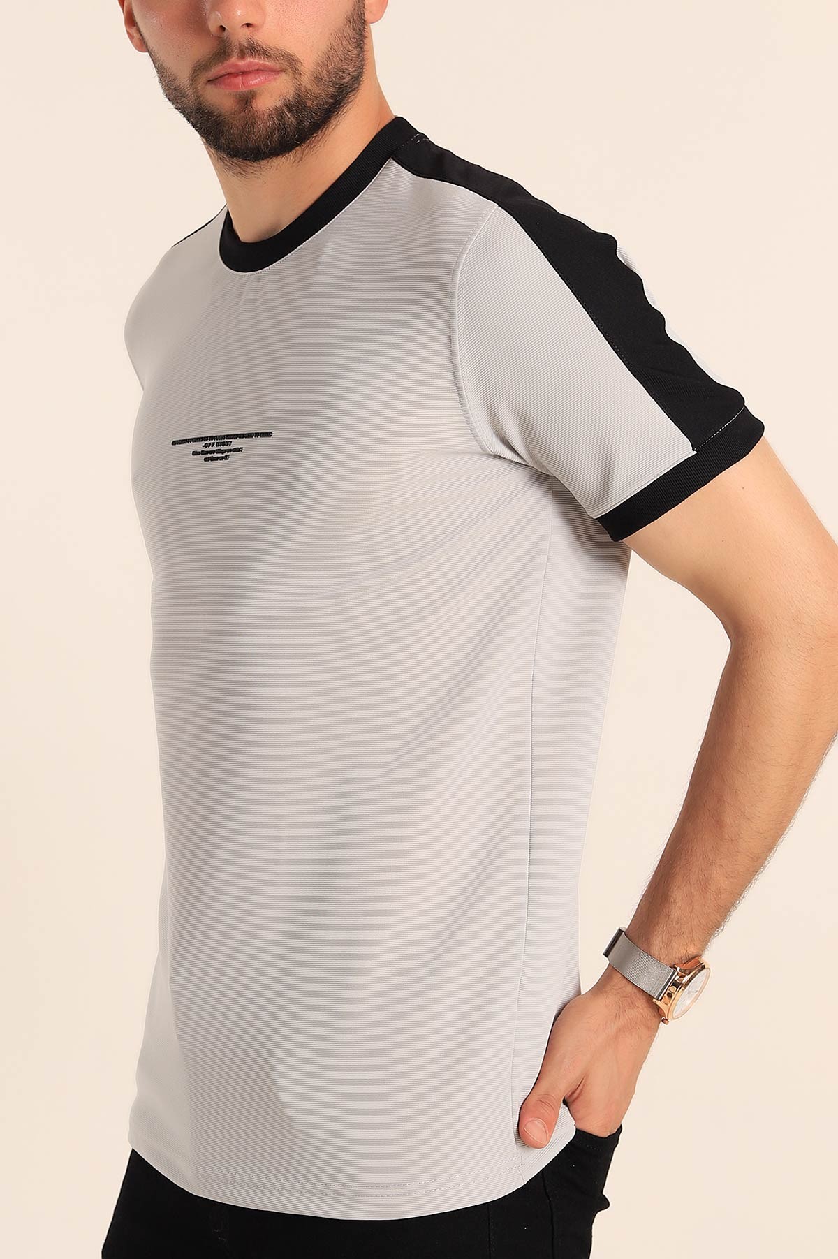 Taş Slim Fit Kabartma Yazılı Erkek Tişört 190222