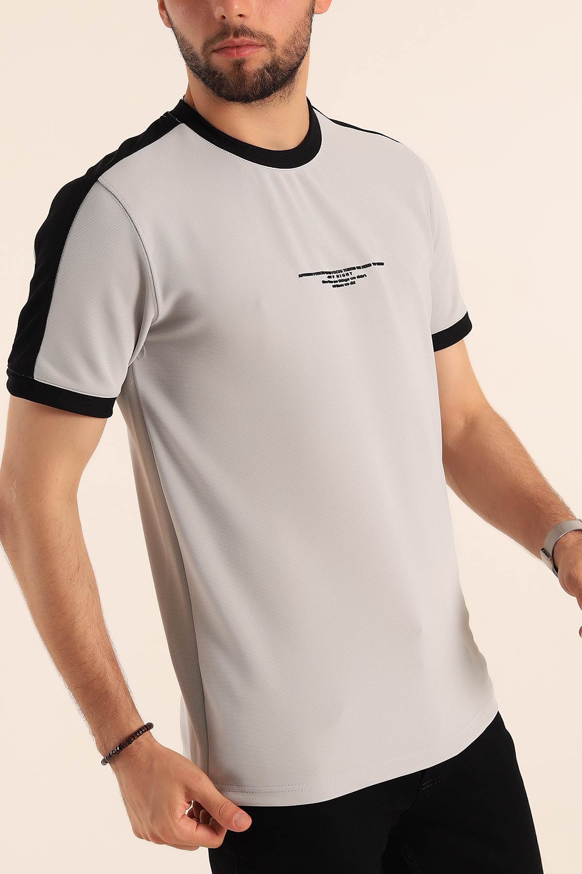 Taş Slim Fit Kabartma Yazılı Erkek Tişört 190222
