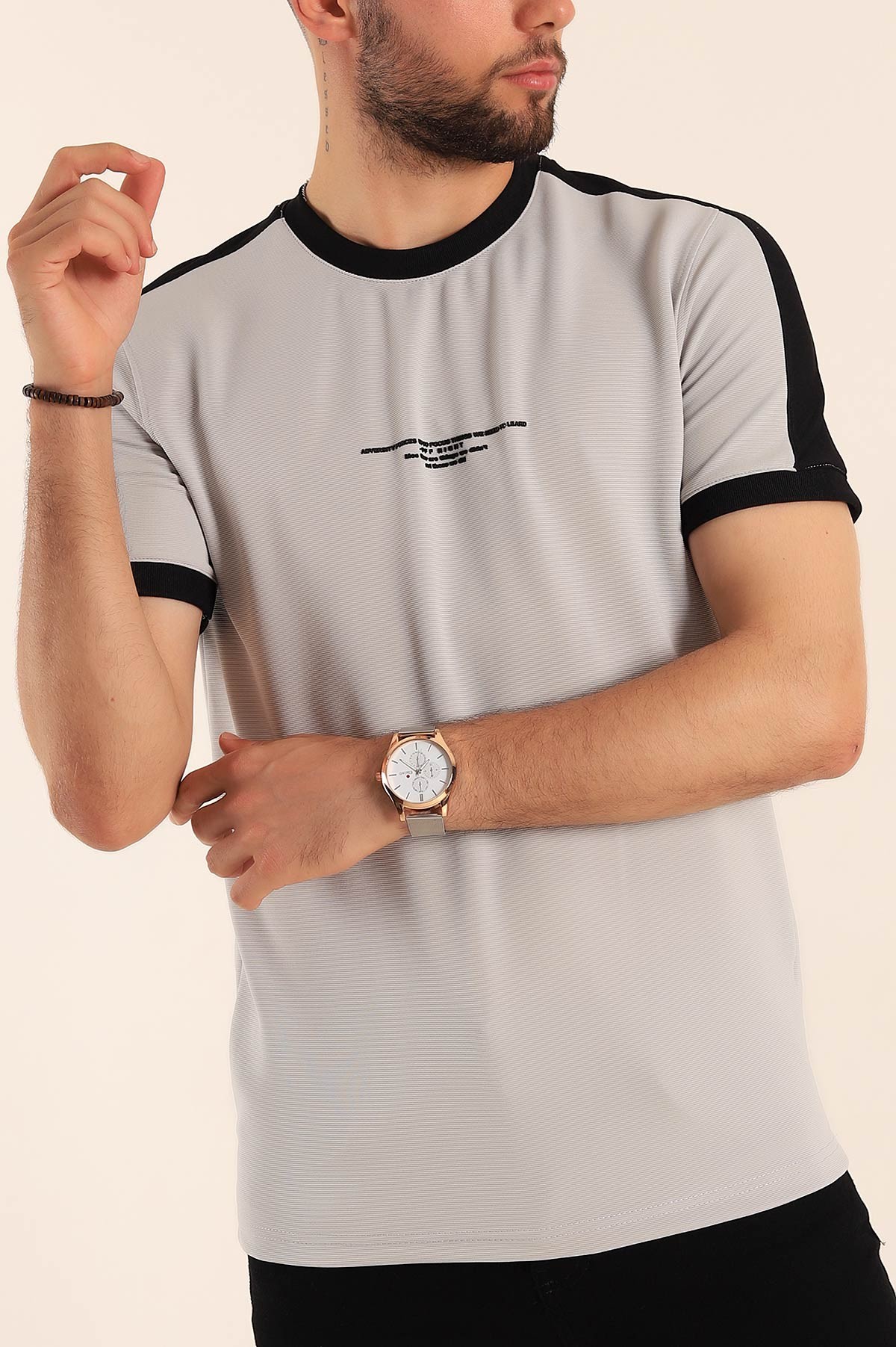 Taş Slim Fit Kabartma Yazılı Erkek Tişört 190222