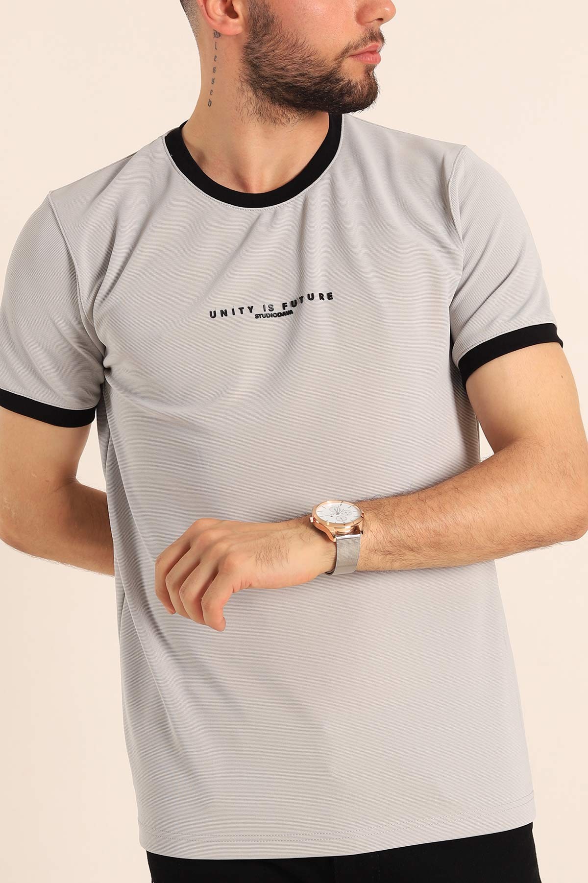 Taş Slim Fit Kabartma Yazılı Erkek Tişört 190457