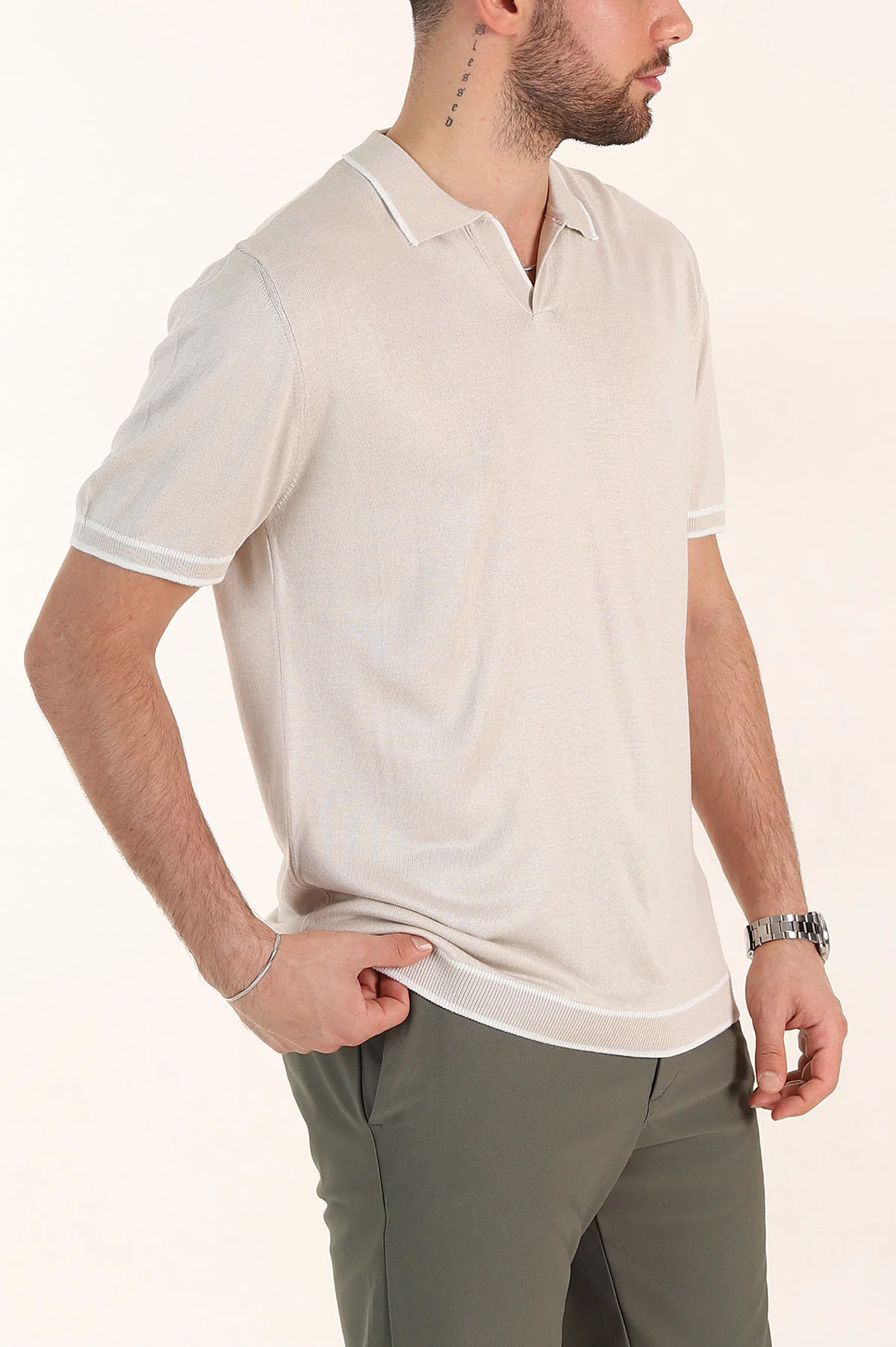 Taş Slim Fit Patlı Polo Yaka Erkek Triko Tişört 358355