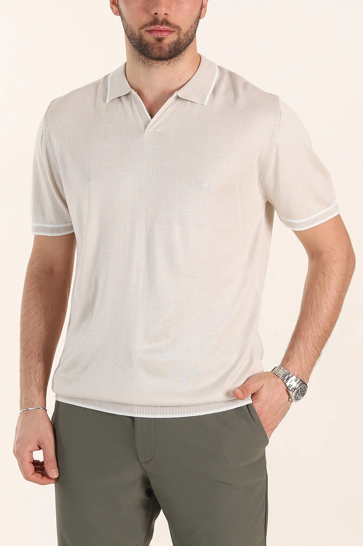 Taş Slim Fit Patlı Polo Yaka Erkek Triko Tişört 358355