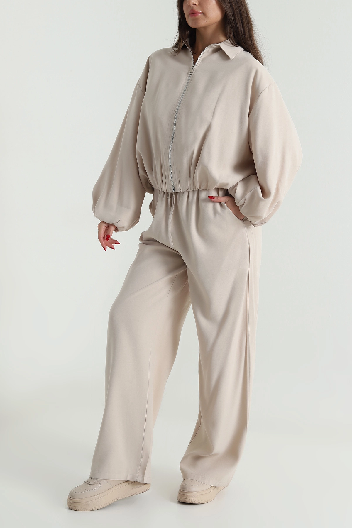 Taş Tencel Gabardin Astarlı Kadın İkili Takım 490936