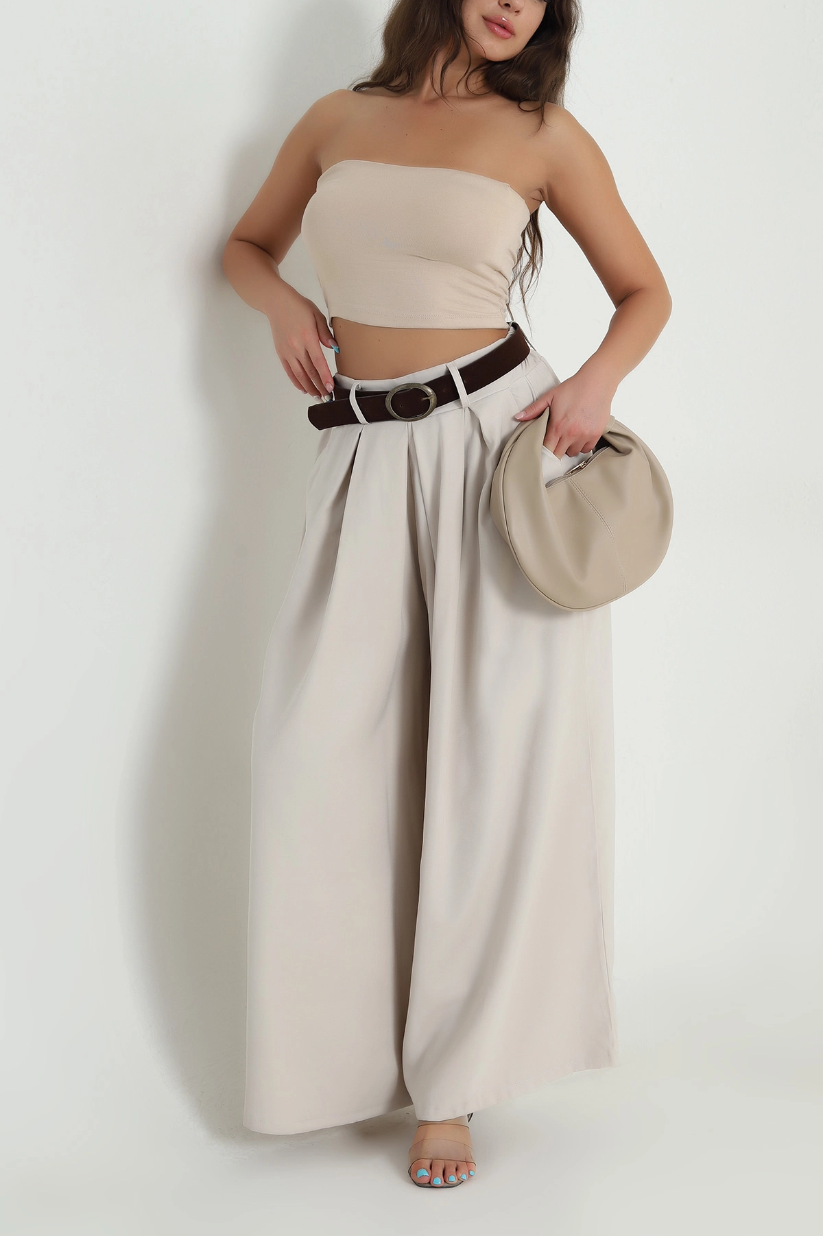Taş Tencel Pileli Kadın Pantolon 483934