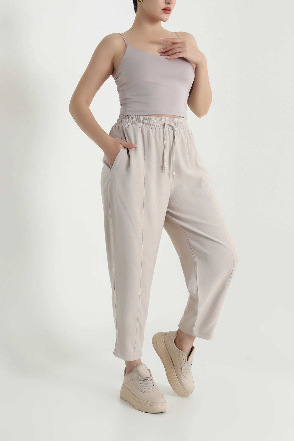 Taş Twil Modal Beli Lastikli Kadın Pantolon 469598