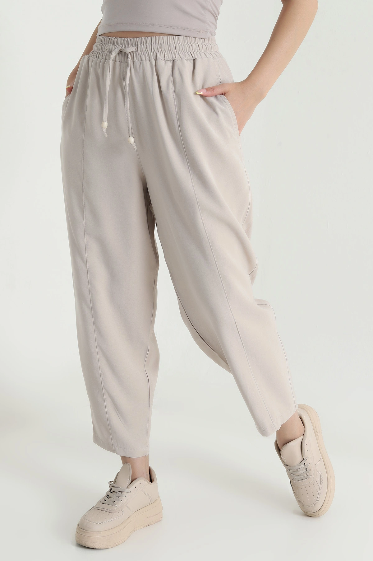 Taş Twil Modal Beli Lastikli Kadın Pantolon 469598